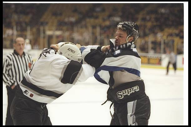 Defenseman Sean O\'\'Donnell Los Angeles Kings and Brantt Myhres Tam- Old Photo
