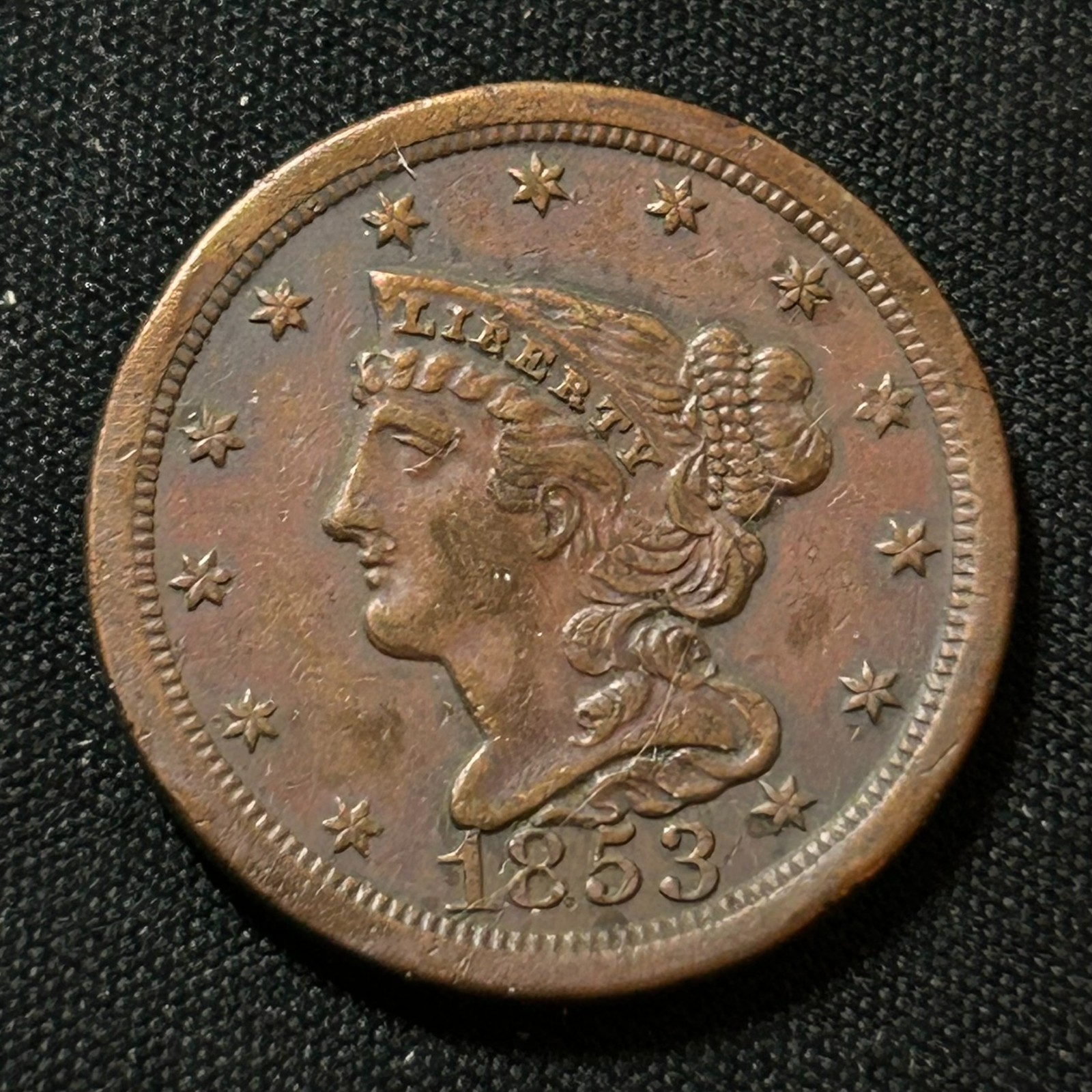 1853 Braided Hair Half Cent Philadelphia Mint Choice Extremely Fine Condition 1853 Braided Hair Half Cent Philadelphia Mint Choice Extremely Fine Condition