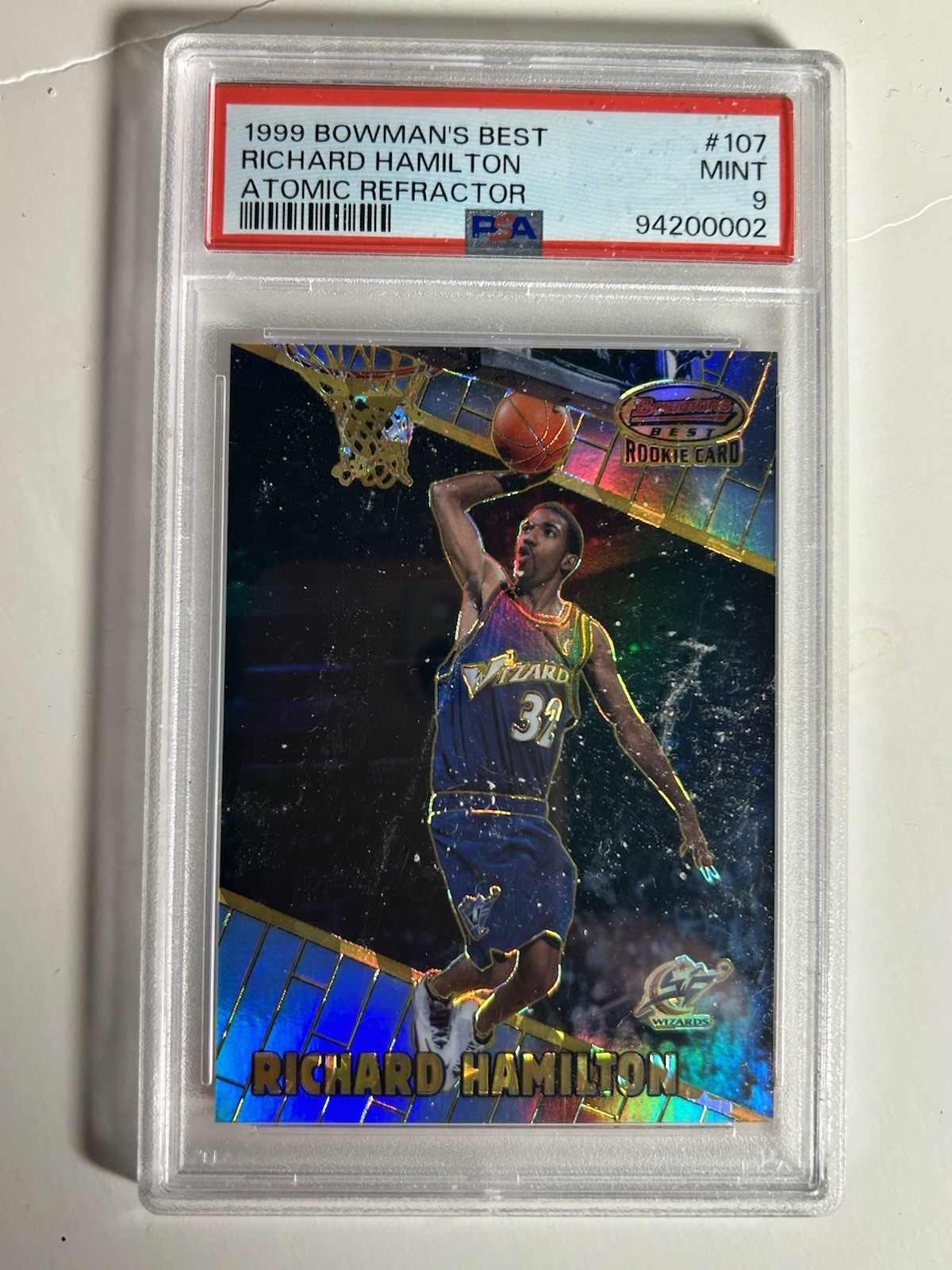 1999 Bowman’s Best Richard Hamilton Atomic Refractor #107 PSA 9 /100 RC Low Pop.