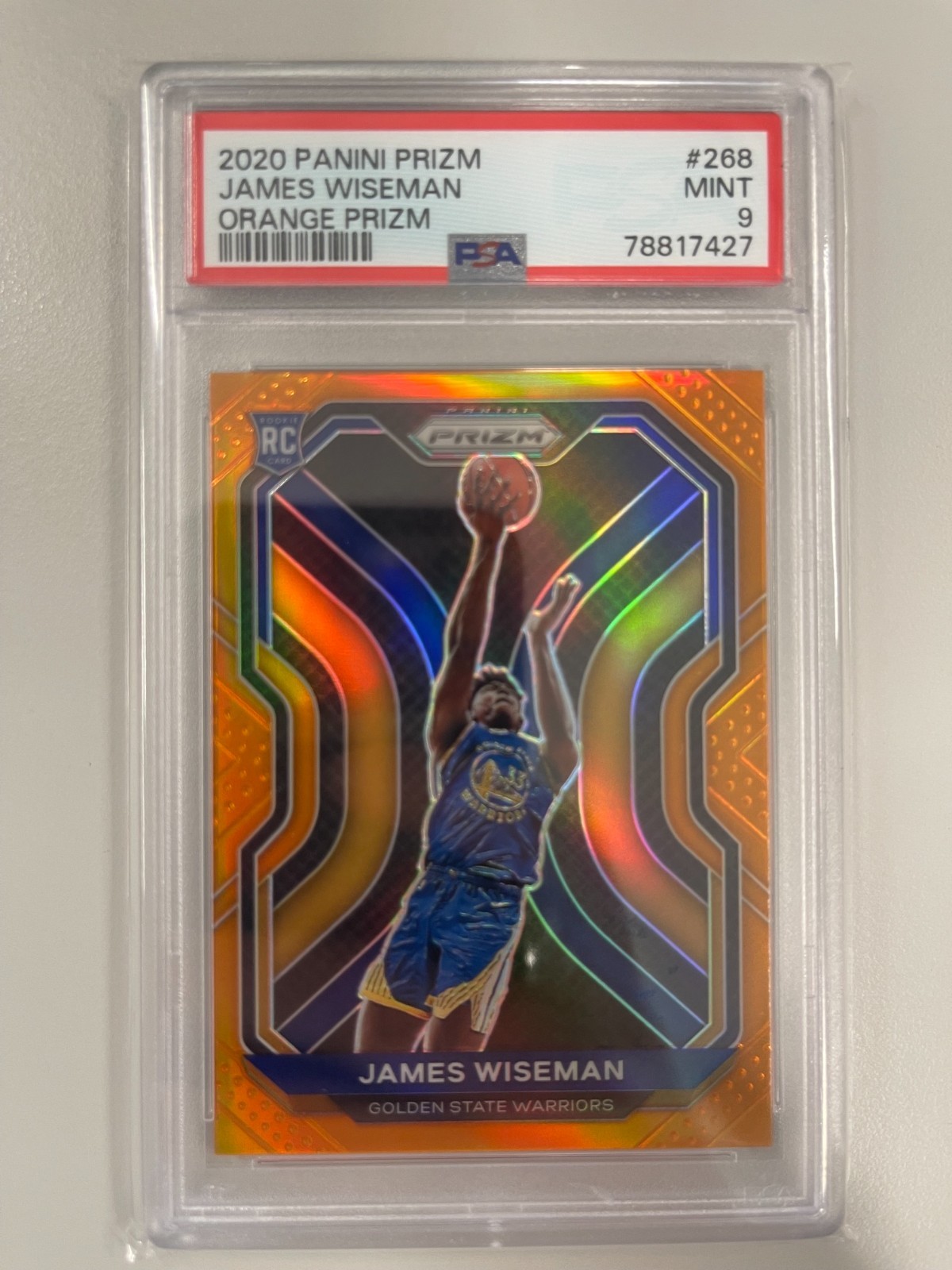 2020-21 Panini Prizm James Wiseman Orange Prizm #268 PSA 9 /49 RC Warriors