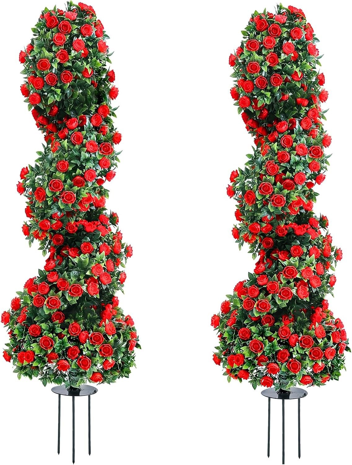 3Ft Artificial topiary spiral trees with rose set of 2 36\ 3Ft Artificial topiary spiral trees with rose set of 2 36\