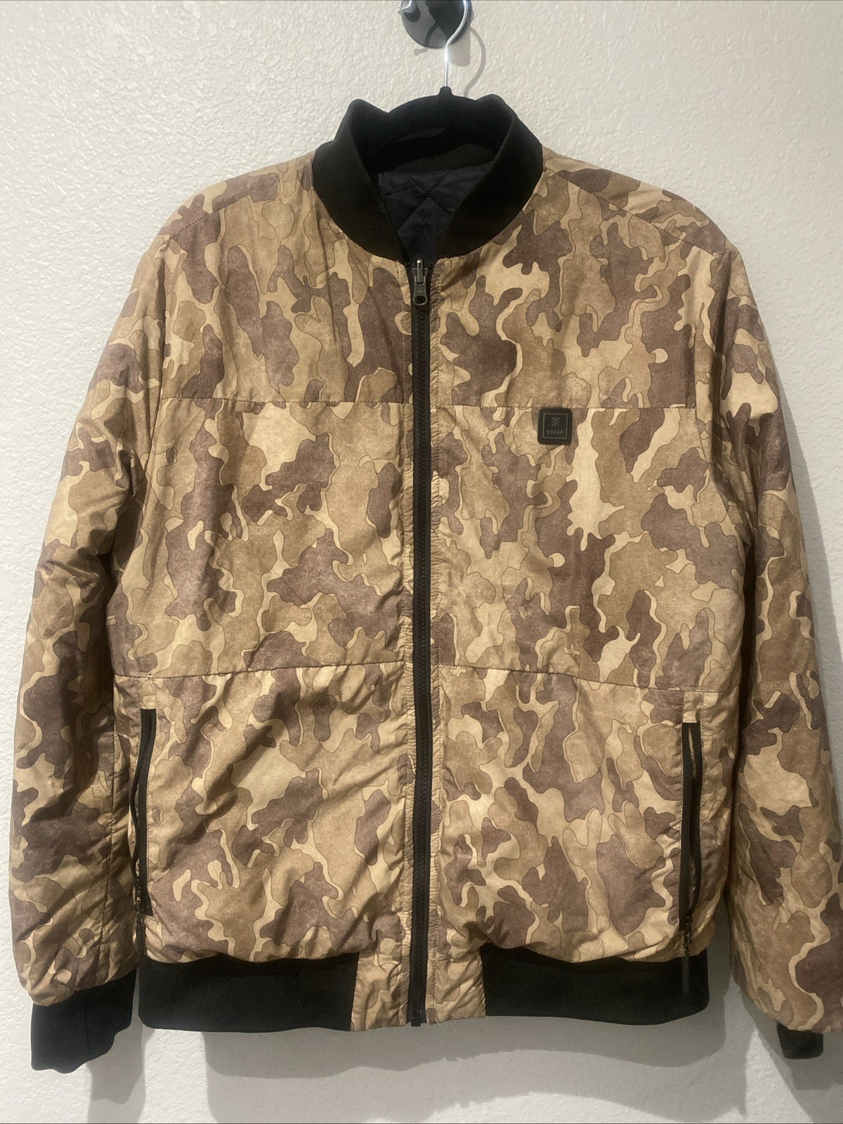 Roark Primaloft Reversible Bomber Black Brown Camo Jacket Size Large Roark Primaloft Reversible Bomber Black Brown Camo Jacket Size Large