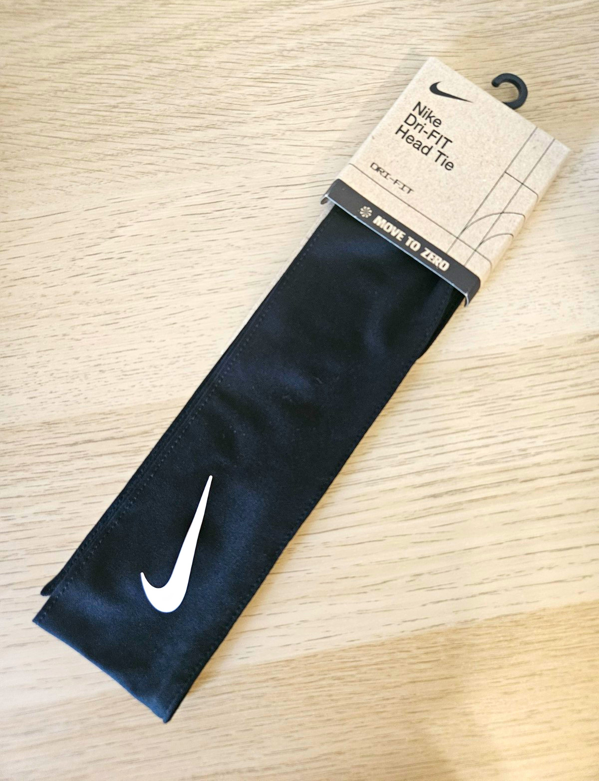 Nike Dri-FIT Head Tie Headband Black/White Swoosh Move to Zero