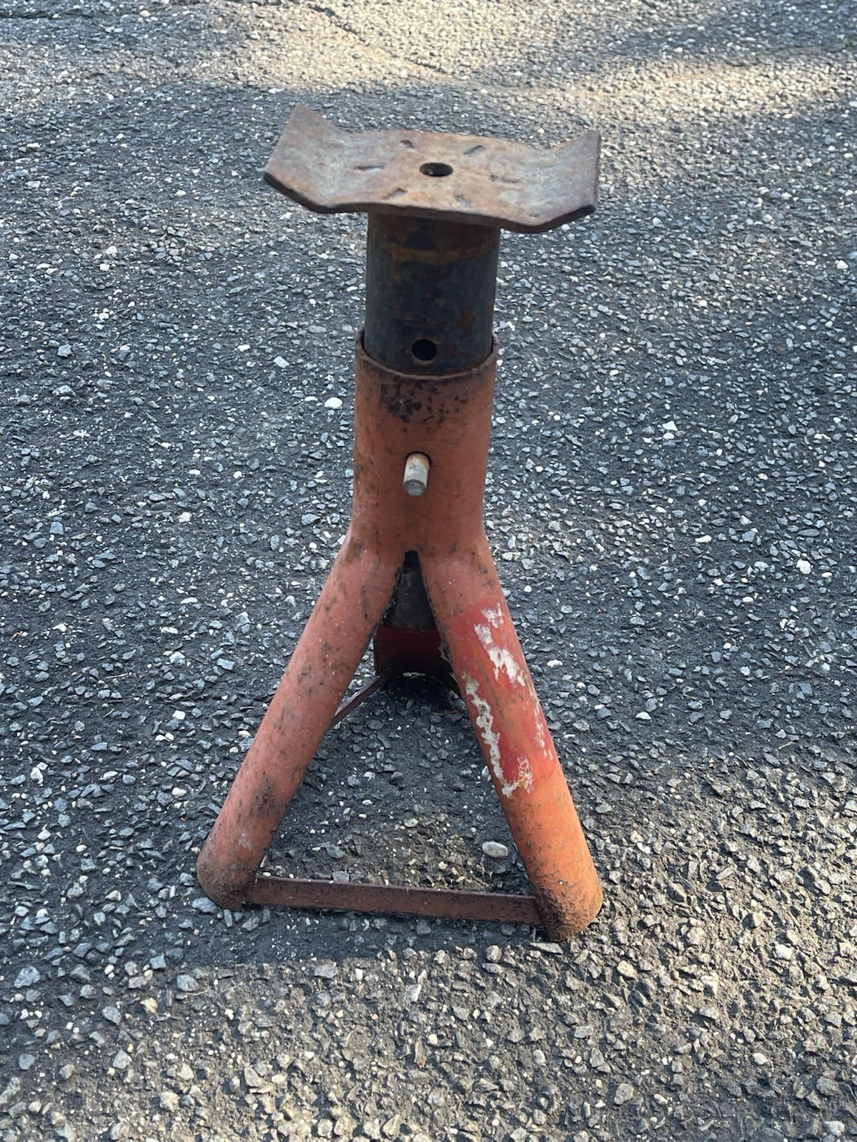 VINTAGE ADJUSTABLE 12” CAR JACK STAND-3 HOLES FOR ADJUSTING-USED