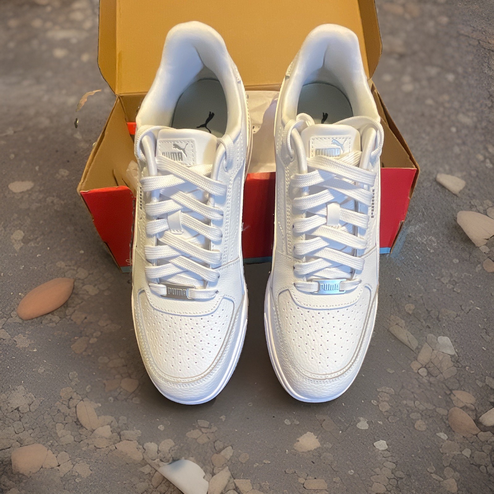 PUMA Caven III Plus Men’s Sneakers White/Puma Silver Lace Up Low Top Solid PUMA Caven III Plus Men’s Sneakers White/Puma Silver Lace Up Low Top Solid
