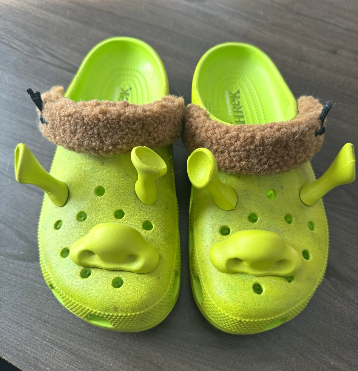 Crocs Shrek Clog Unisex Green Slip-On Strap Faux Fur Lined US 10