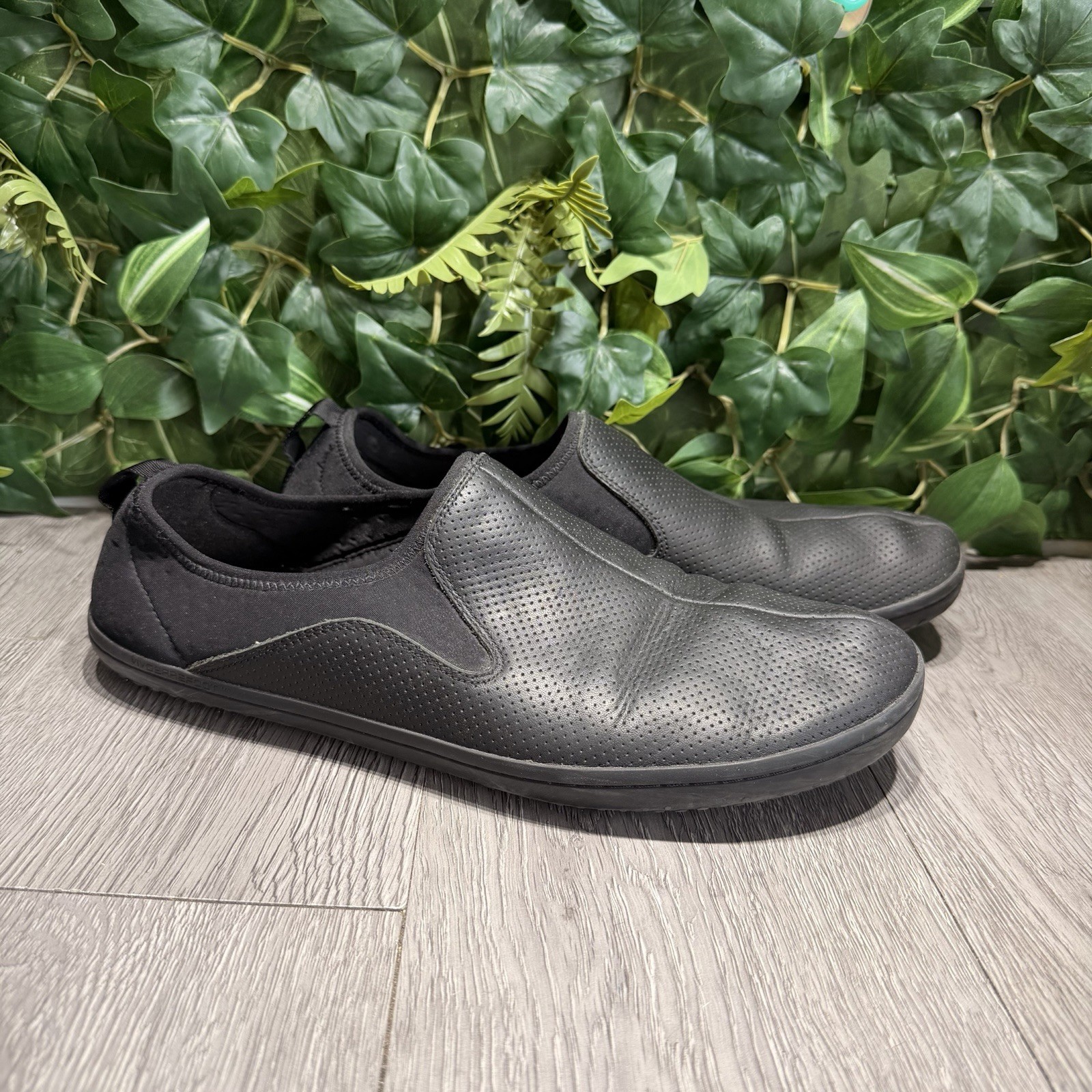 Men’s Vivobarefoot Slyde Slipon Leather Shoe Black Size 45