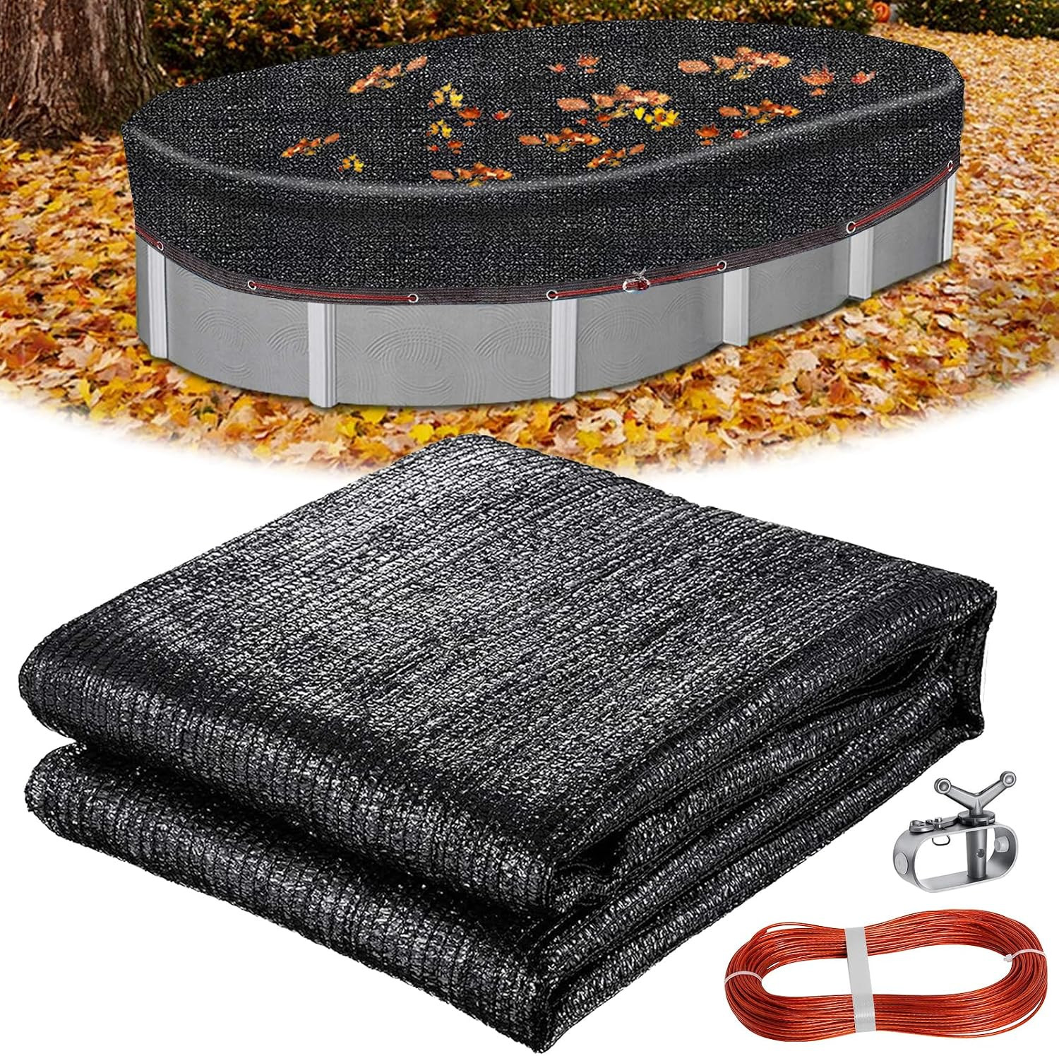 10 Ft X 16 Ft Oval Pool Leaf Net Cover, Fine Mesh Oval above Ground Swimming Poo