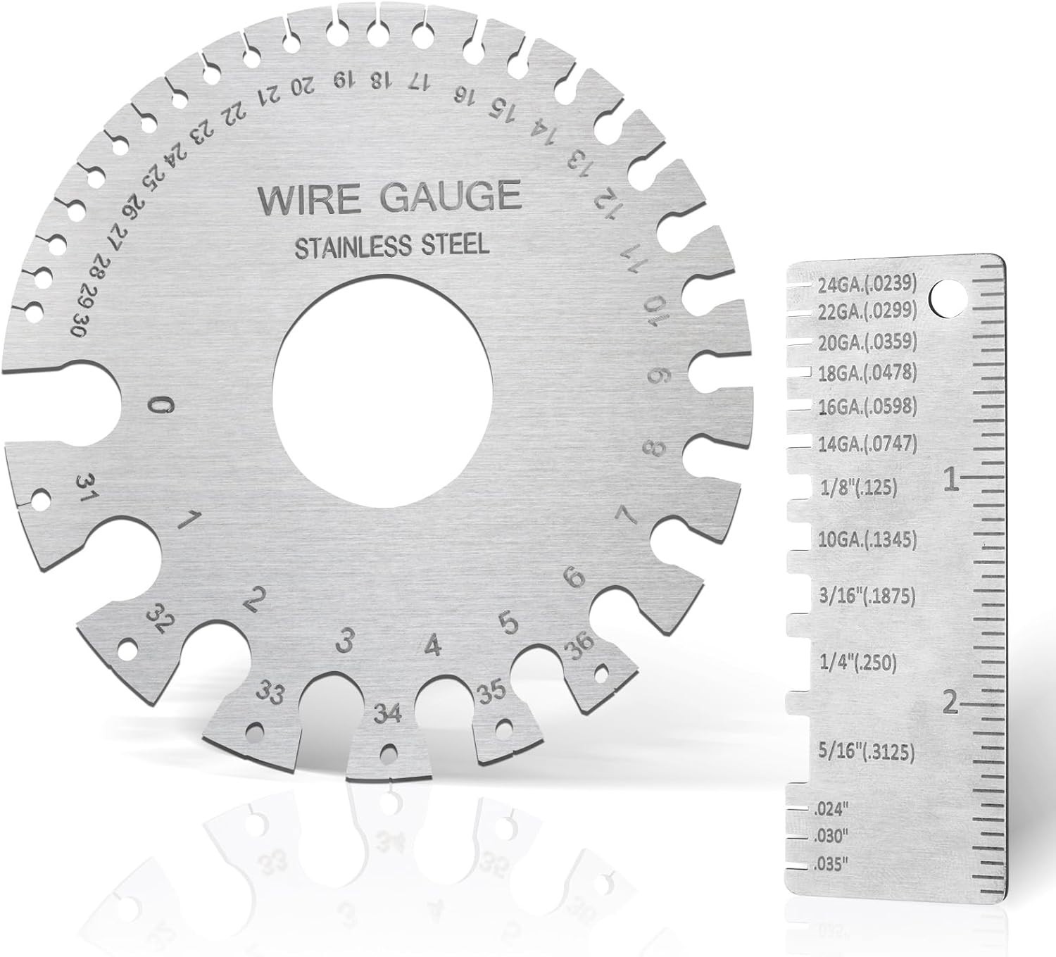 2Pcs Metal Wire Gauge Thickness Tool Welding Measuring Gauge Set