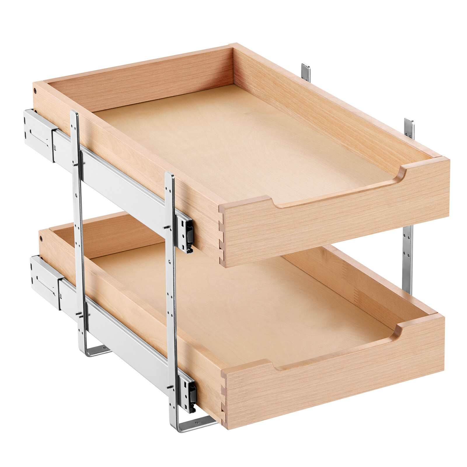 2 Tier Pull Out Cabinet Organizer Soft Close Slide Out Wood Drawer 14\