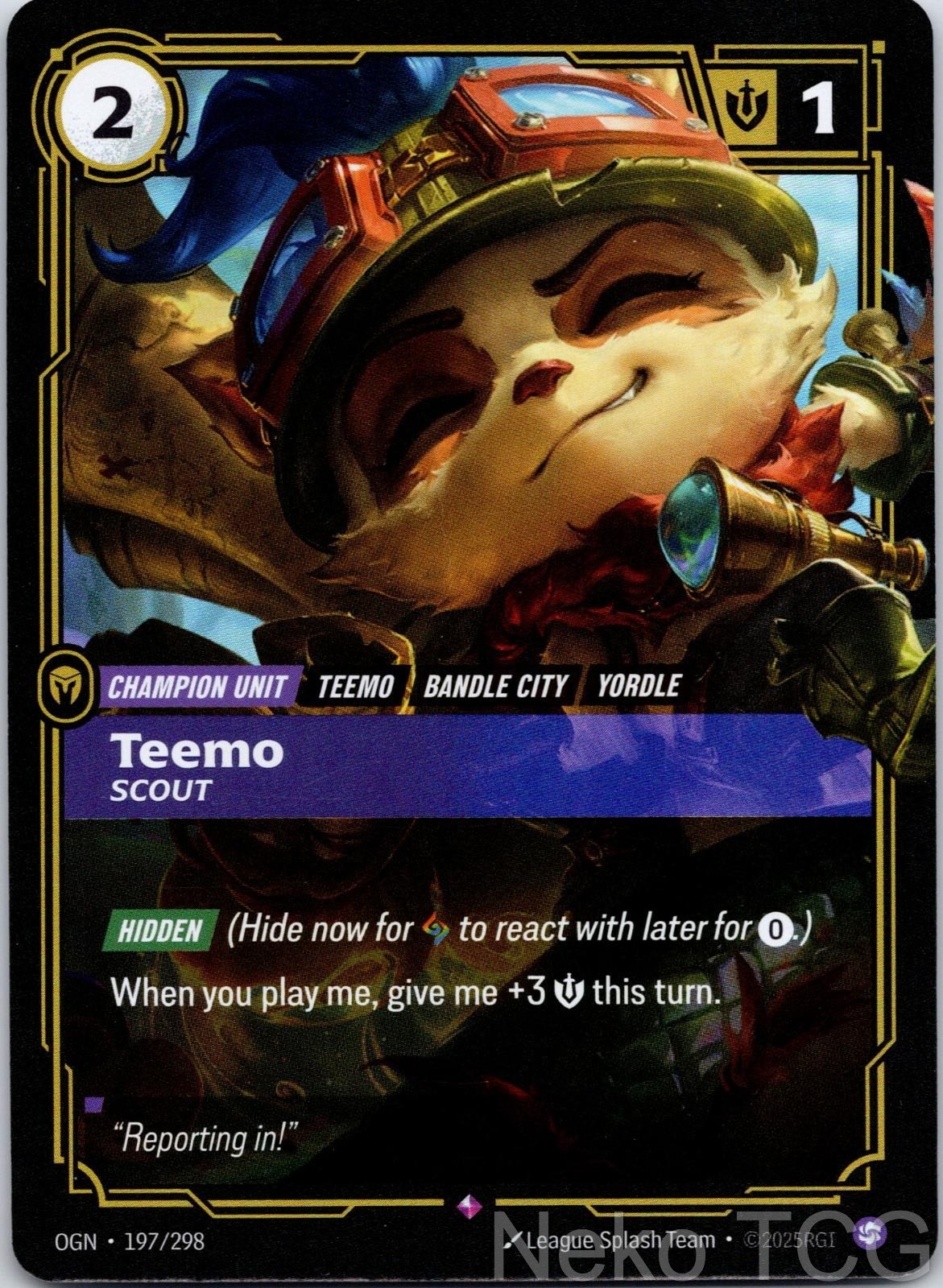 TEEMO - SCOUT 197/298 PROMO RIFTBOUND PROMOTIONAL CARDS NM