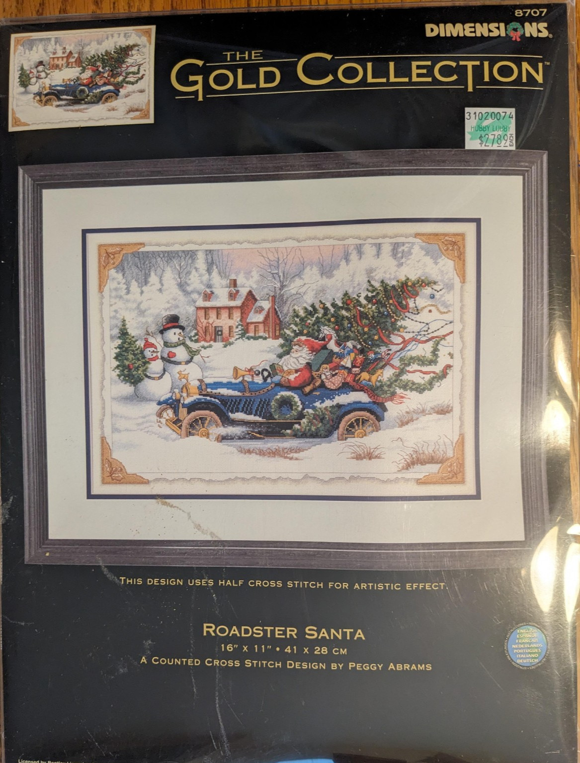 Vintage Dimensions Roadster Santa Cross Stitch Kit 2003 Vintage Dimensions Roadster Santa Cross Stitch Kit 2003