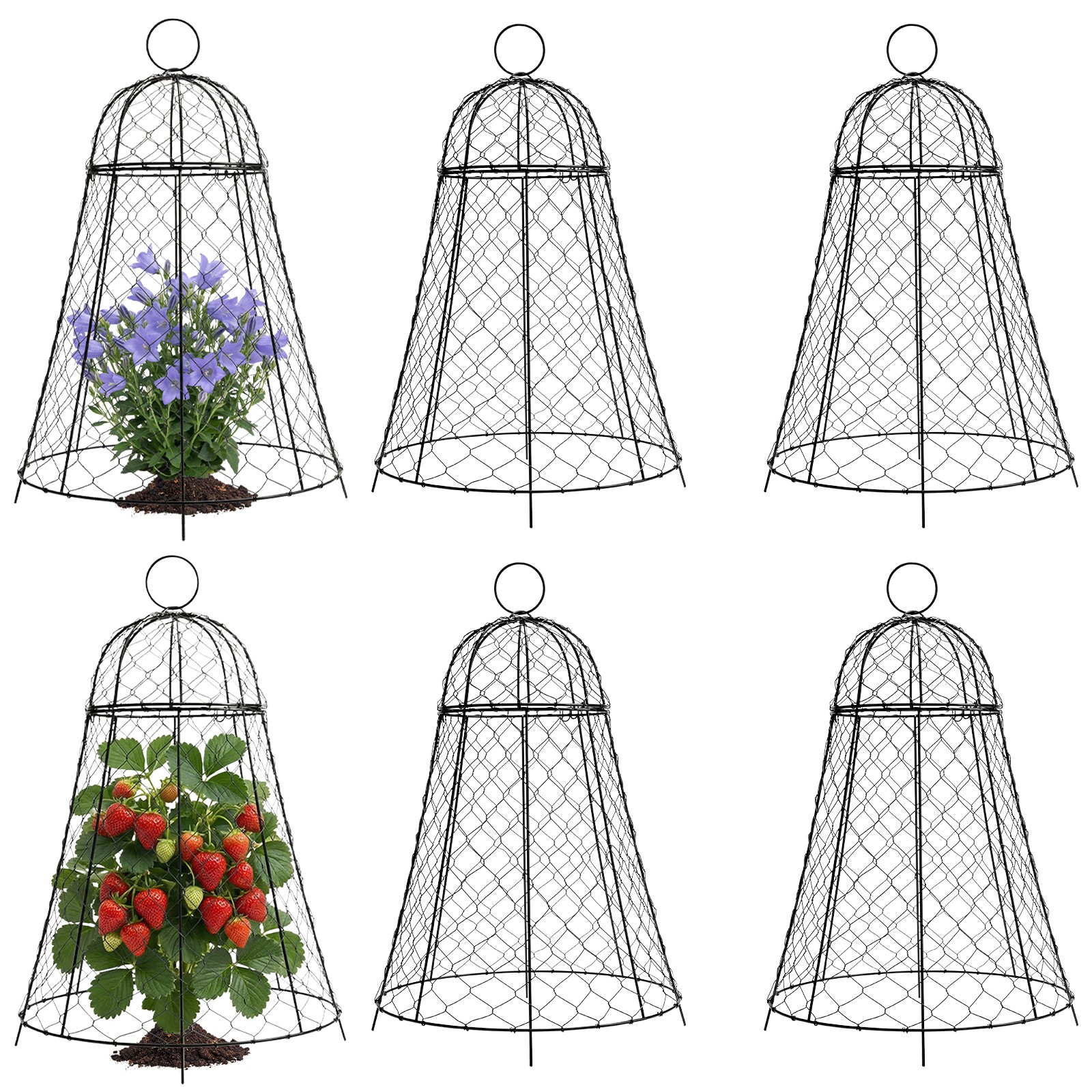 6Pcs Large Garden Cloches For Plants Outdoor Plant Protector with Detachable Lid
