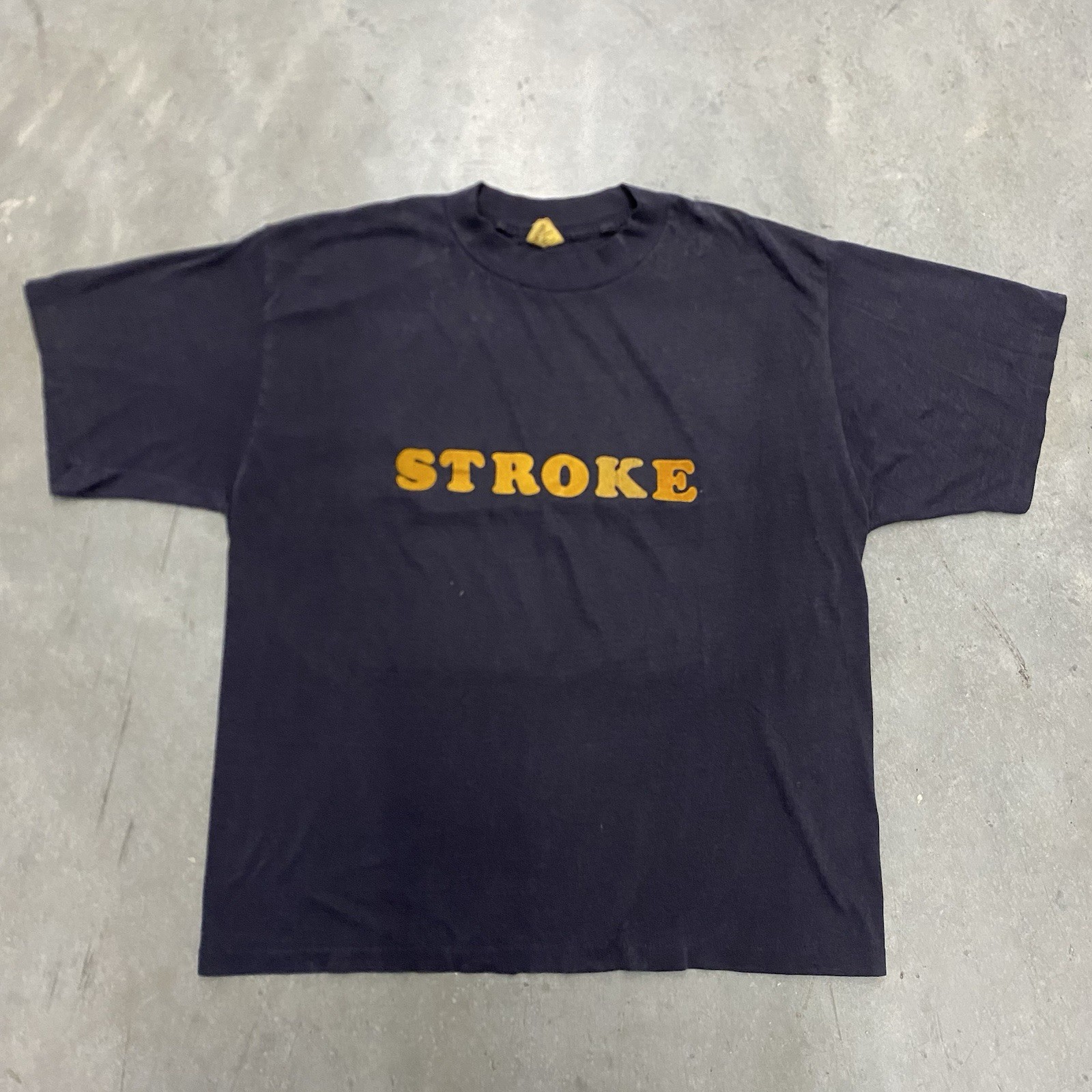 Vintage 80s Word T Shirt Mens 2XL Black Faded