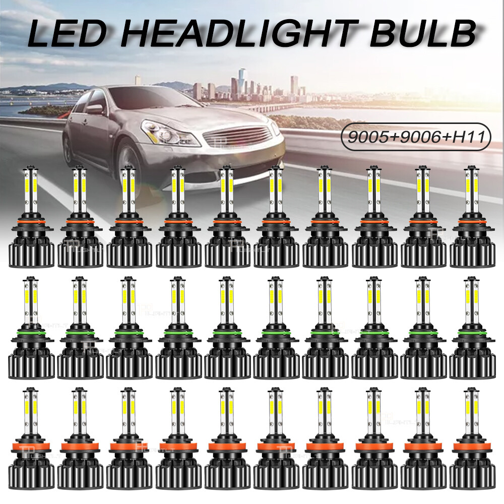 60pcs 9005+9006+ H11 LED Combo Headlight High Low Beam Foglight 6000K White kits