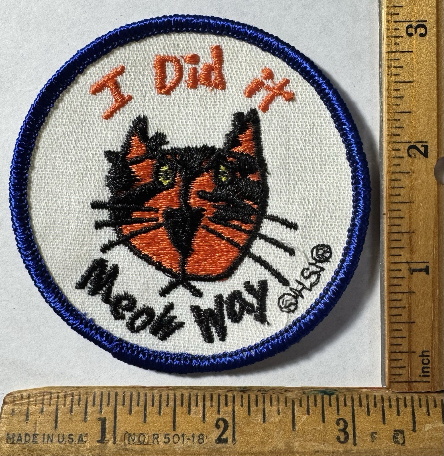 Vintage I Did It Meow Way Cat Iron On Patch Voyager Children’s Art Collection My