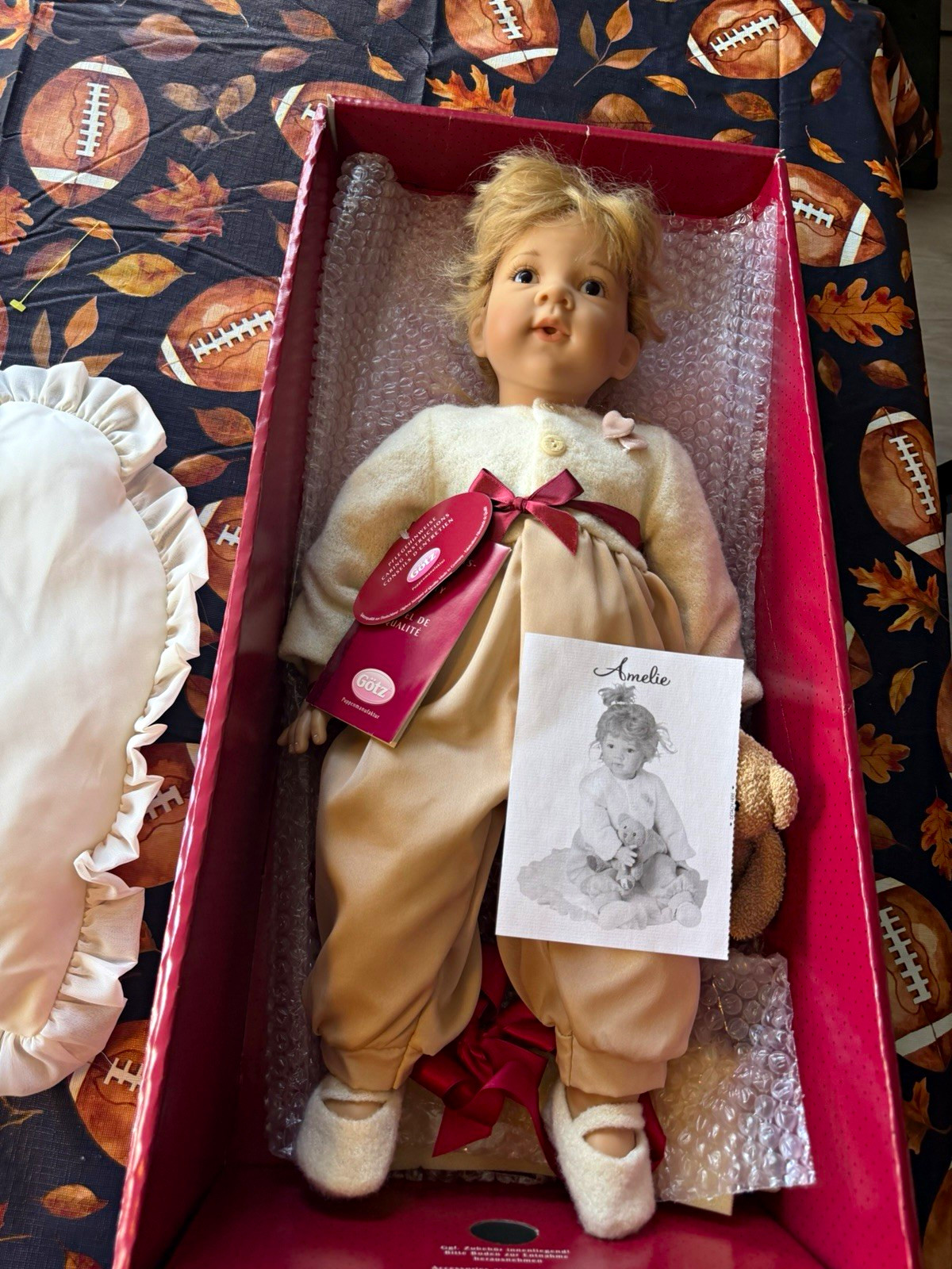 Götz Amelie Girl Doll w/ Outfit & Teddy Bear, Original Opened Box