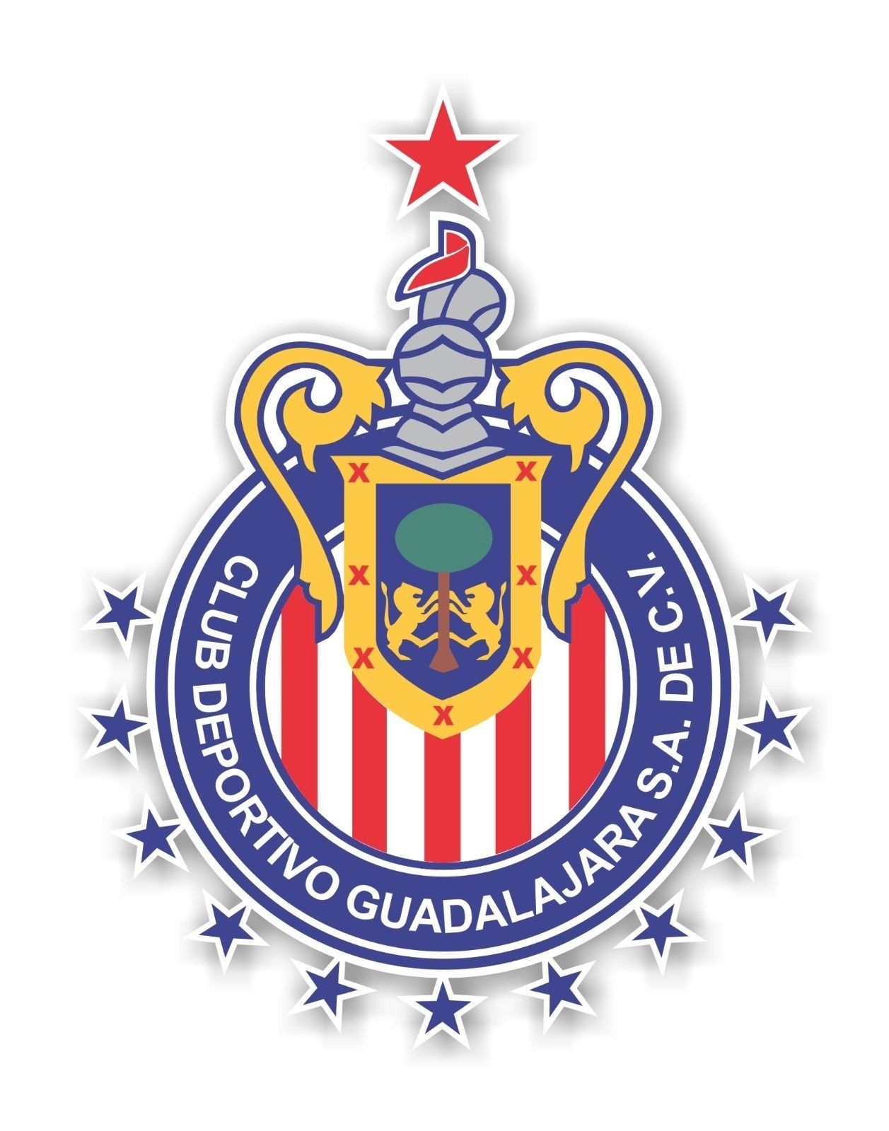 Chivas Guadalajara 2017 Champions 12 Stars Mexico Decal / Sticker Die cut