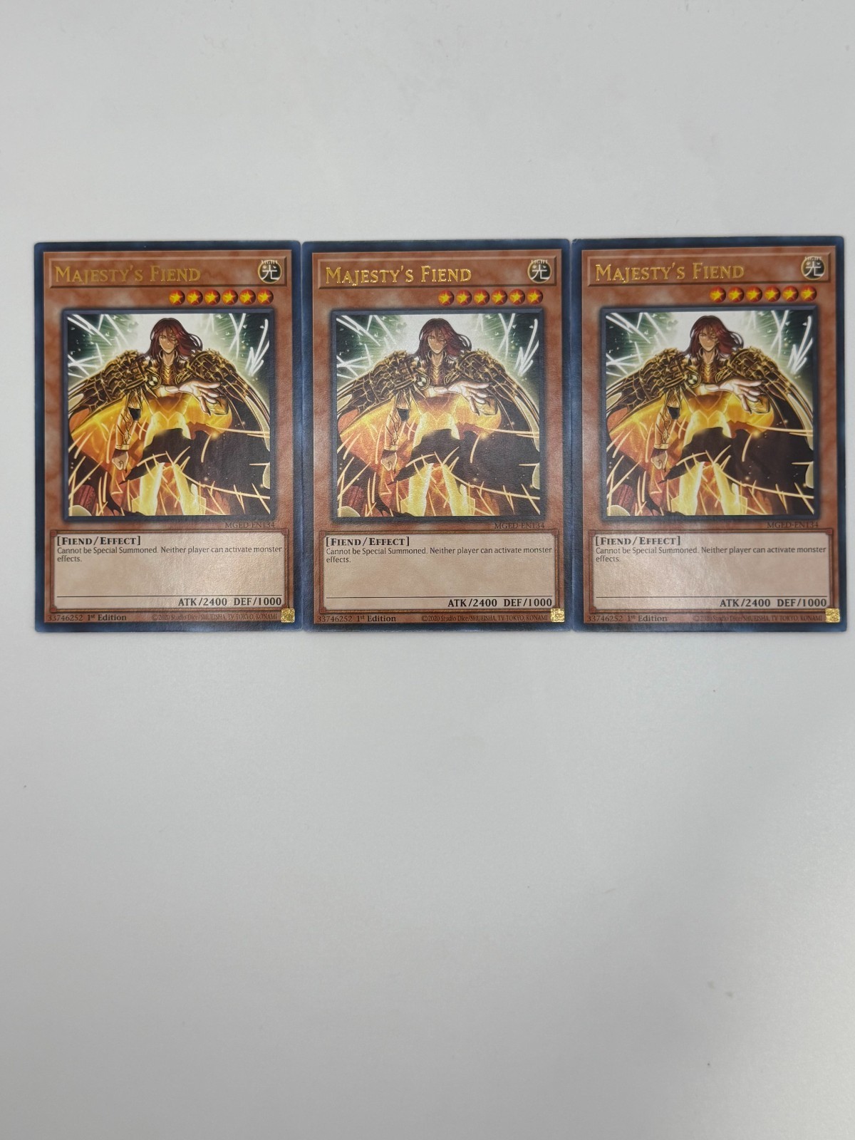 YUGIOH: 3x Majesty's Fiend Rare NM MGED-EN134 YUGIOH: 3x Majesty's Fiend Rare NM MGED-EN134