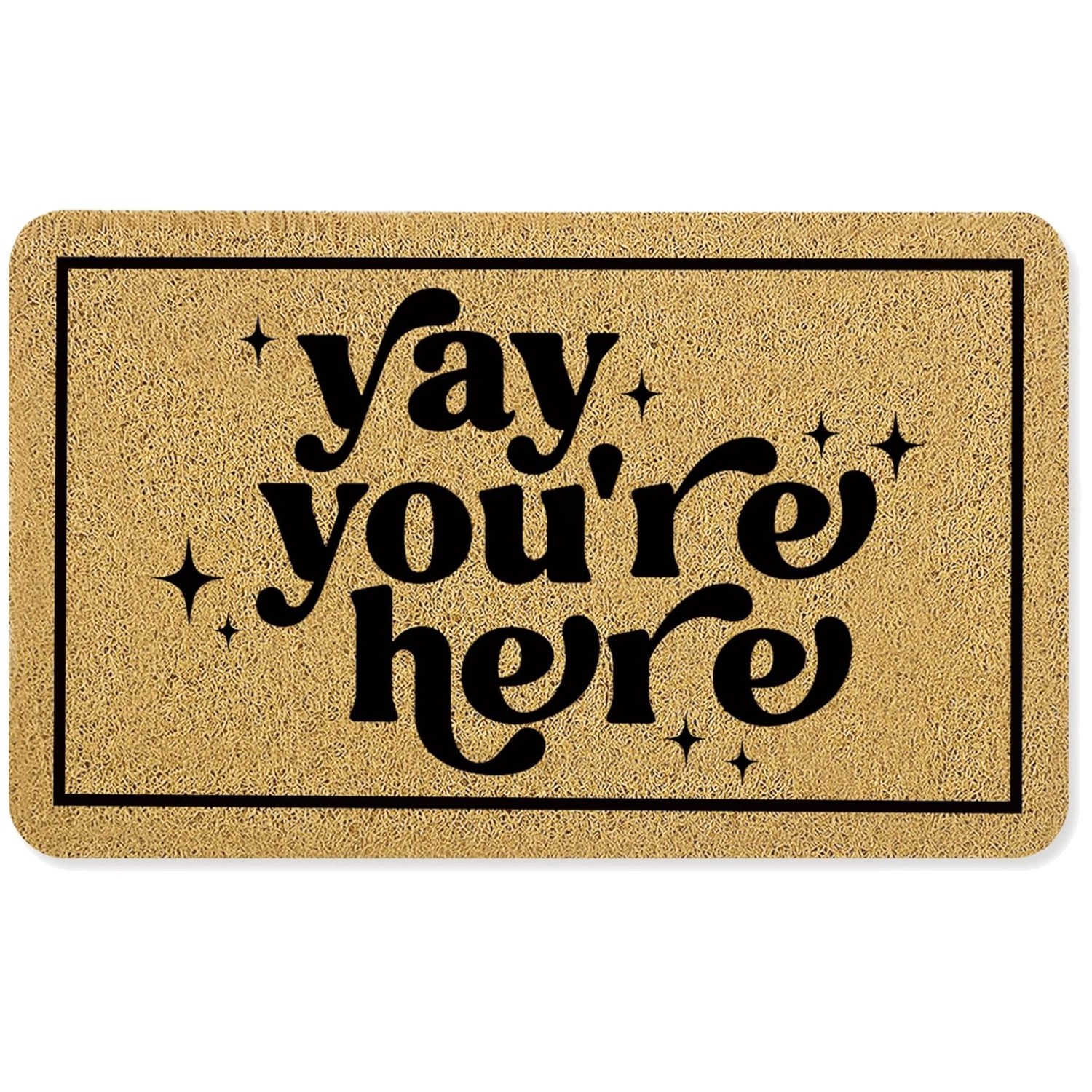 Funny \'Yay You’re Here\' Doormat - Stylish 17x30 Inches Indoor/Outdoor Mat