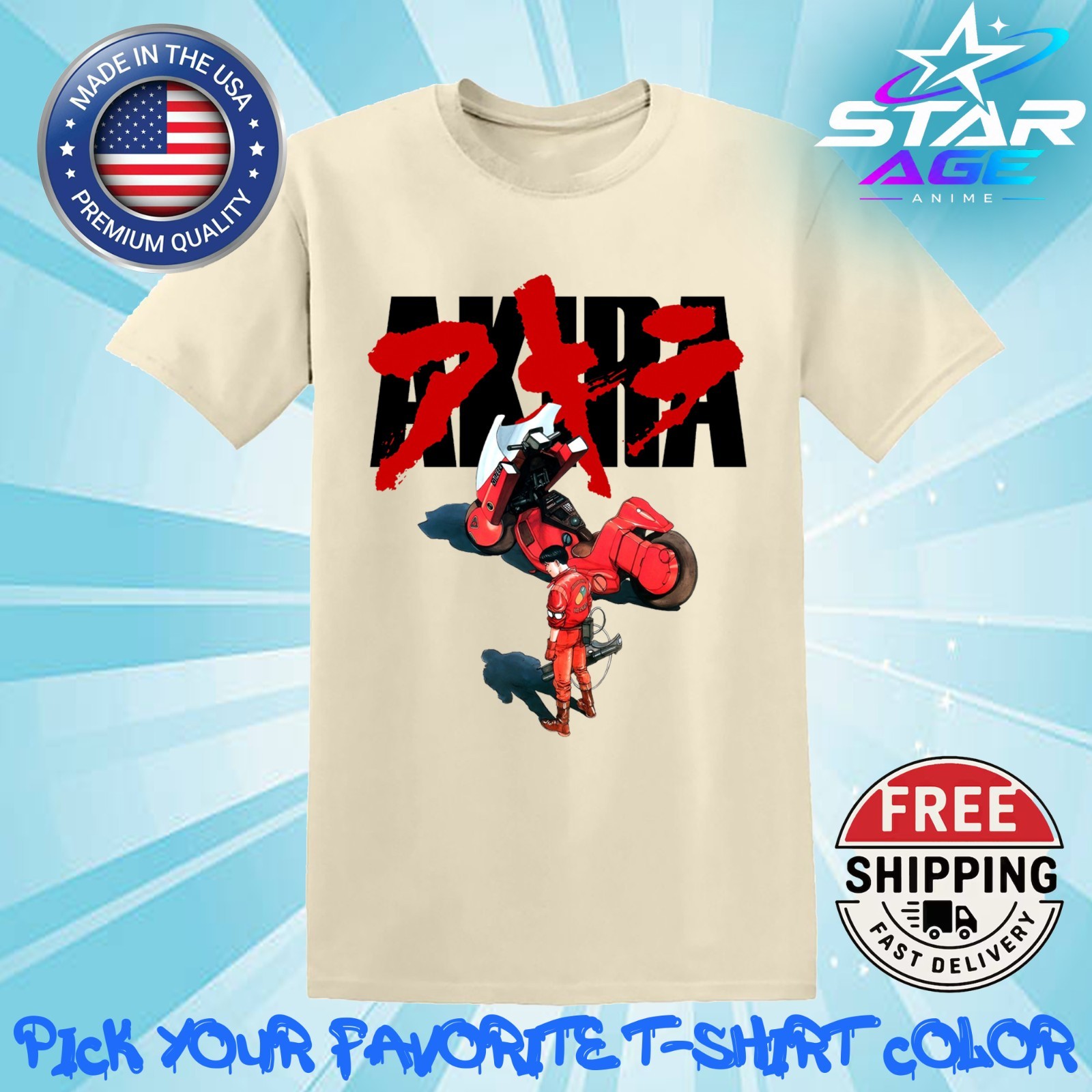 Tee Shirt T-Shirt Akira 1988 Vintage Shotaro Kaneda Unisex Anime Style