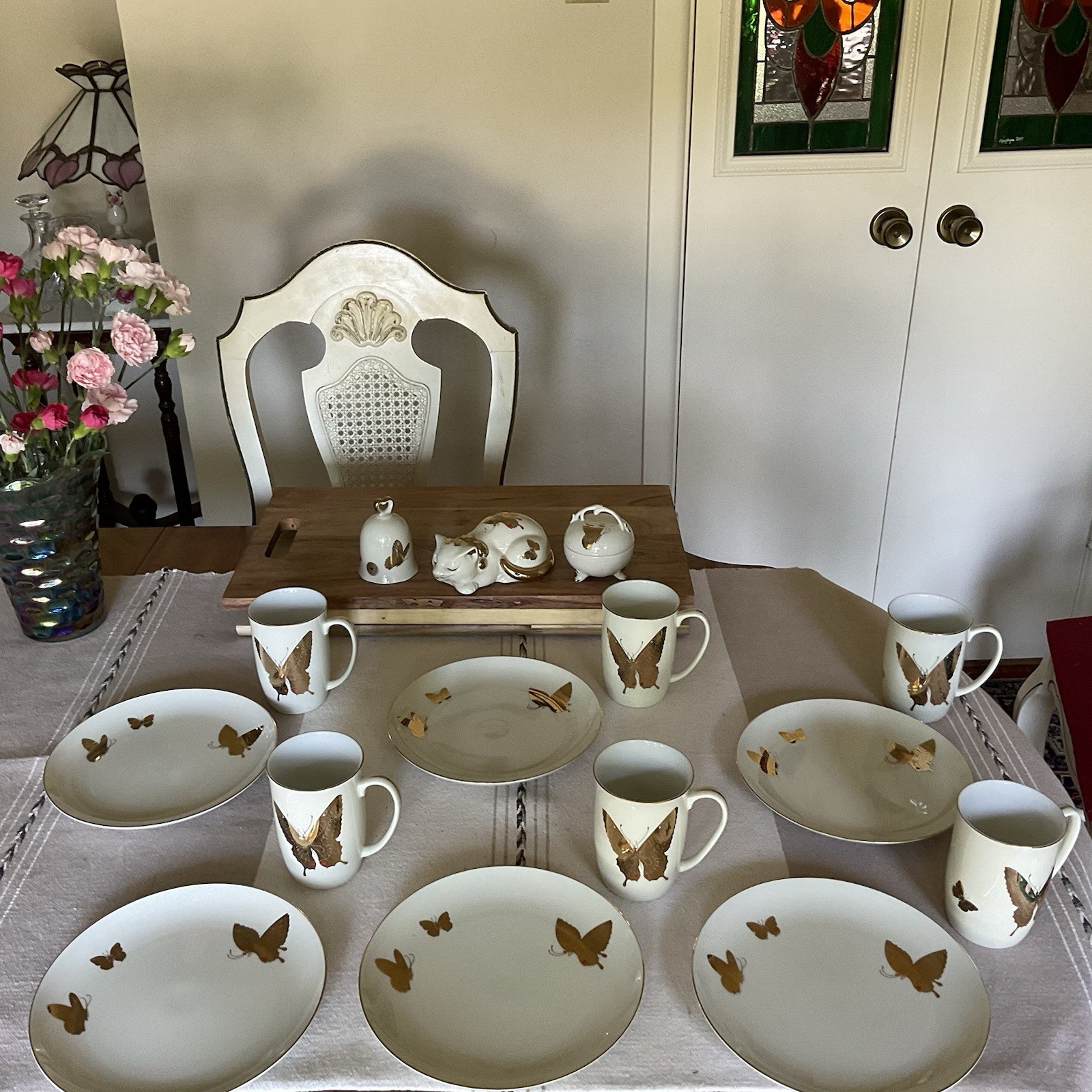 Vintage Rare -Takahashi San Francisco-Gold Butterflies Hand Painted - Unique Set
