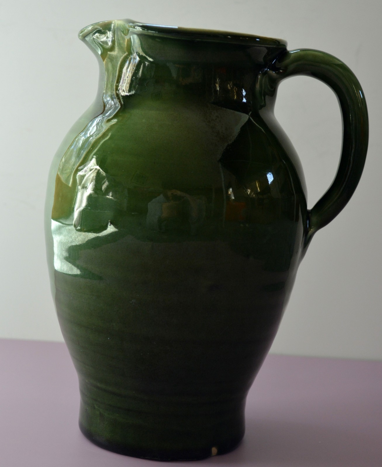 Vint Pisgah Forest Green Creamer North Carolina Pottery 8.5\