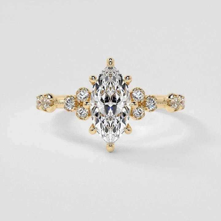 Majestic 5.50 Ct Marquise Cut Lab Grown Diamond Engagement Ring Solid 14K Gold