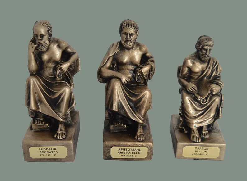 Socrates Aristotle Plato sculpture set artifacts Bronze effect quality artifact