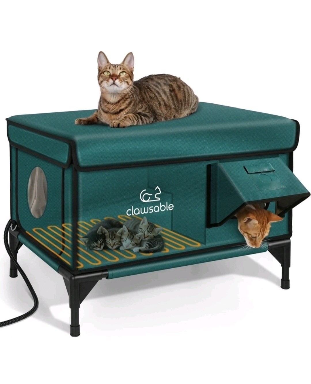 Weatherproof Heated Cat Shelter - Large Outdoor Feral Cat House Stray Waterproof