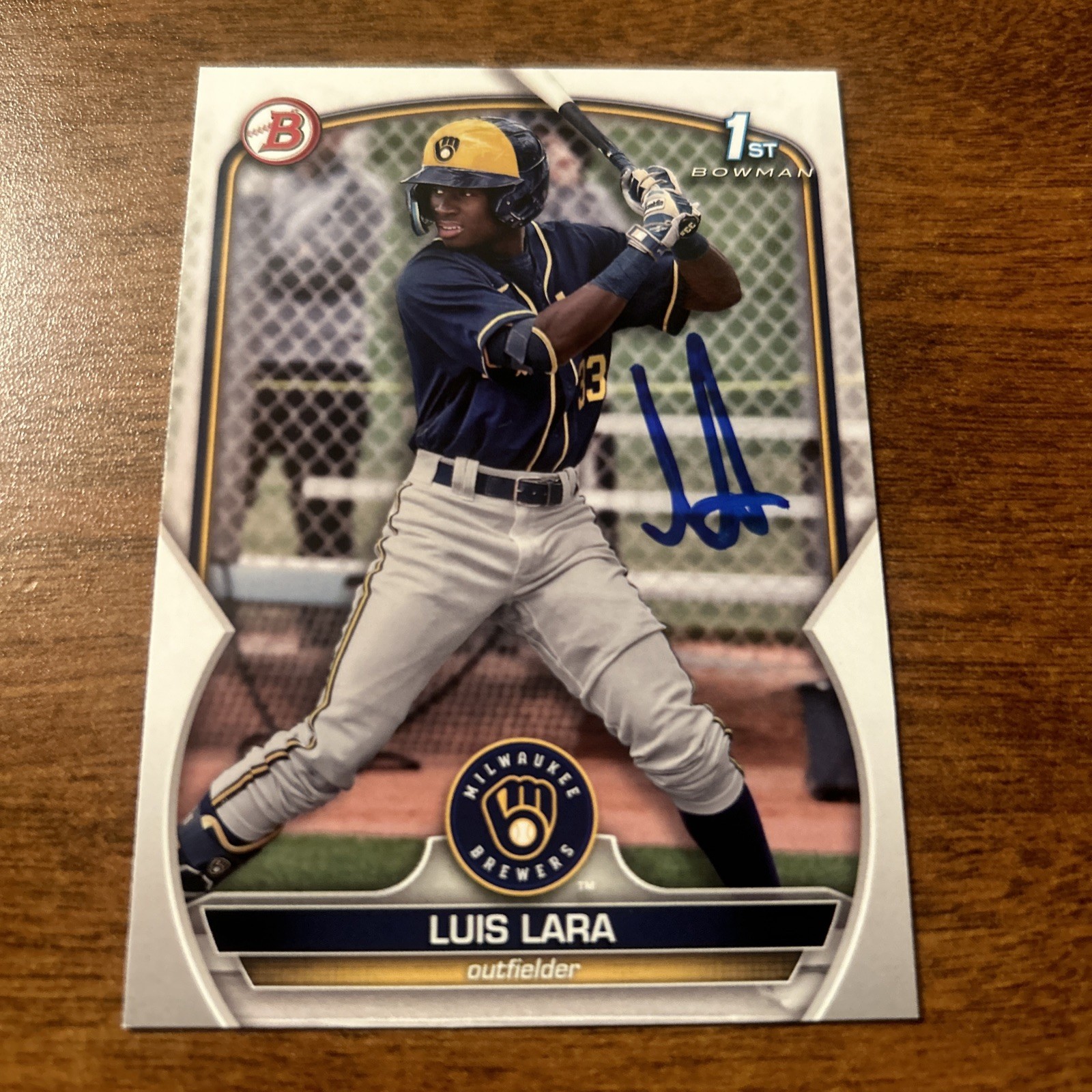 Luis Lara Signed 2023 1st Bowman Brewers Prospect In Person Autograph Luis Lara Signed 2023 1st Bowman Brewers Prospect In Person Autograph