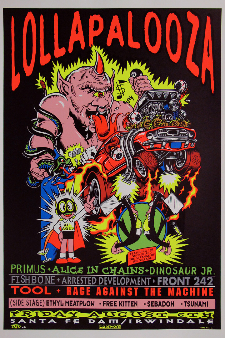 Lollapalooza 1993 Festival Lineup Rock Metal Art Wall Room Poster - POSTER 20x30