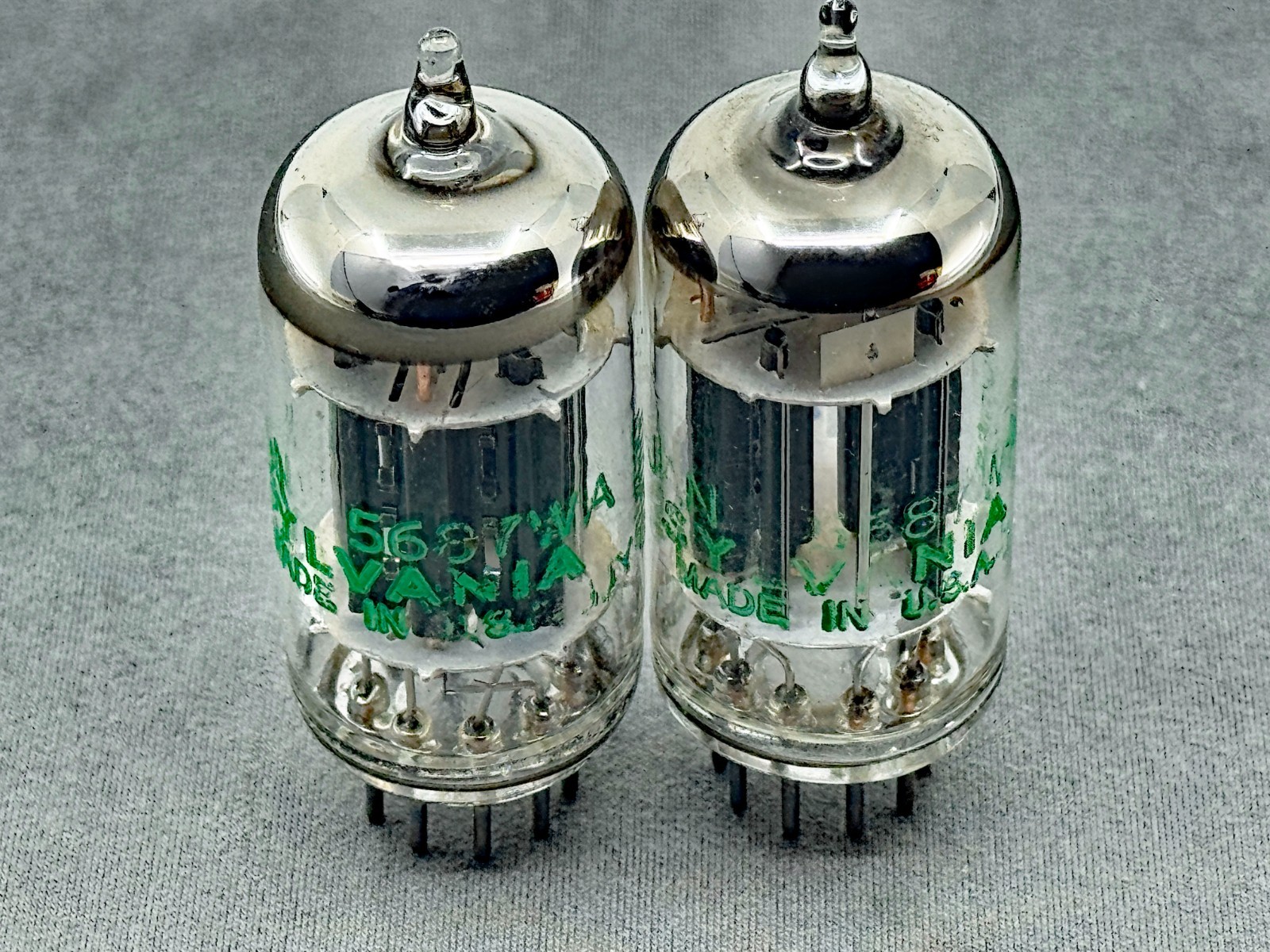 2 Sylvania JAN5687WA Mil Spec Tubes Matched Codes 1968 Tests NOS Amplitr G2U 2 Sylvania JAN5687WA Mil Spec Tubes Matched Codes 1968 Tests NOS Amplitr G2U