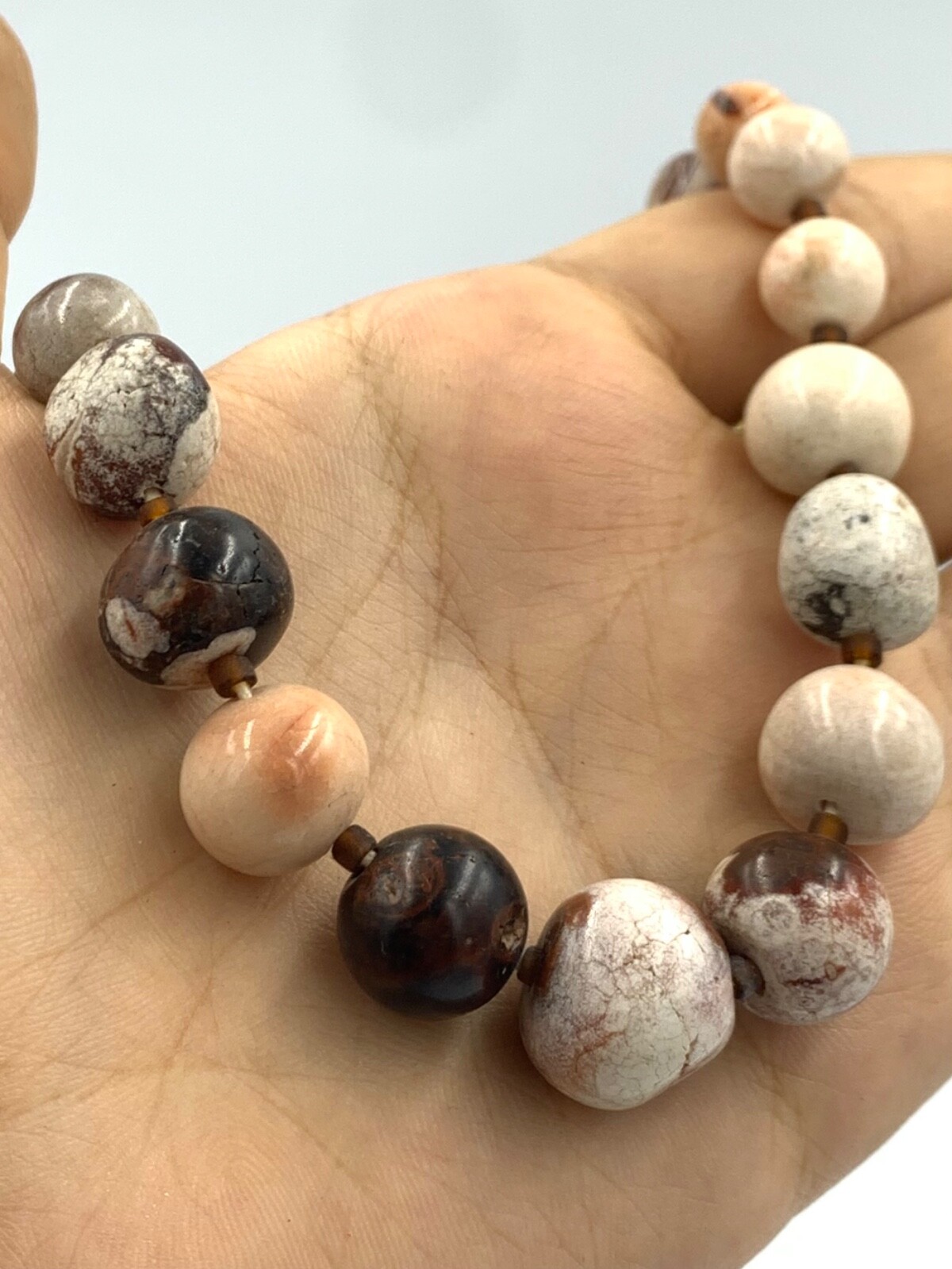 Antique very old authentic natural agate beads string