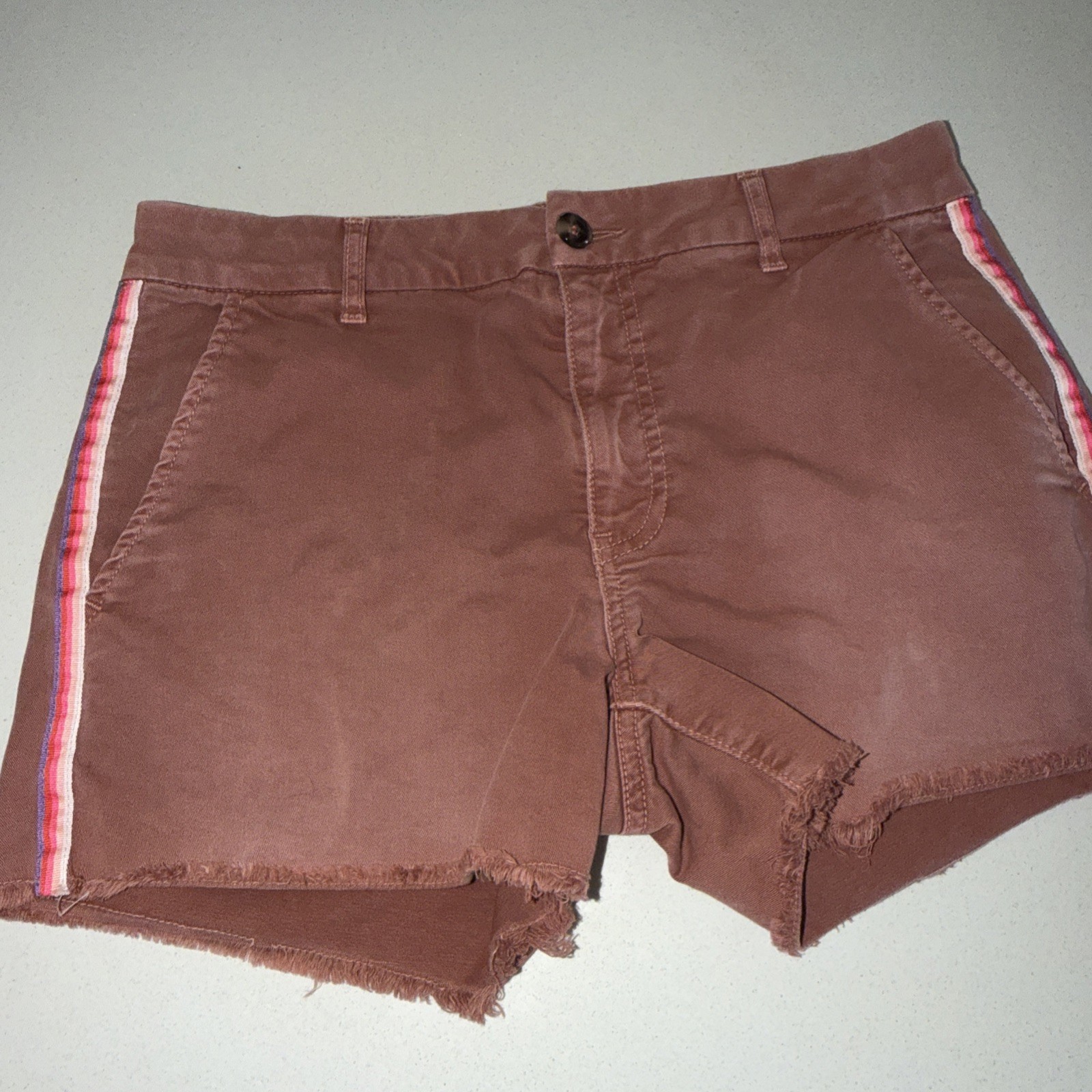 Sundry Dusty Pink/Red/Rust? Trouser Shorts Side Stripes Woman 28 Preppy Cut Offs