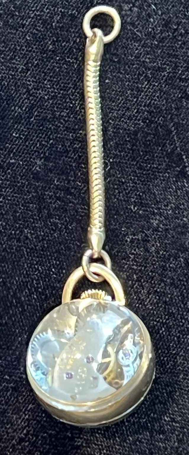 Antique Titus Swiss 17 Jewel Pendant Watch Skeleton Manual Wind Gold Tone Works