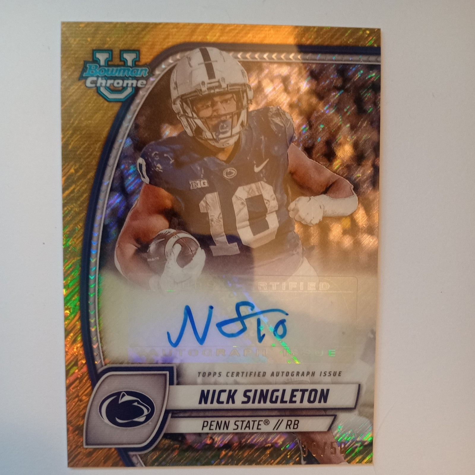 2024 Bowman U Chrome Nick Singleton Prospect Auto Gold Shimmer Refractor #/50