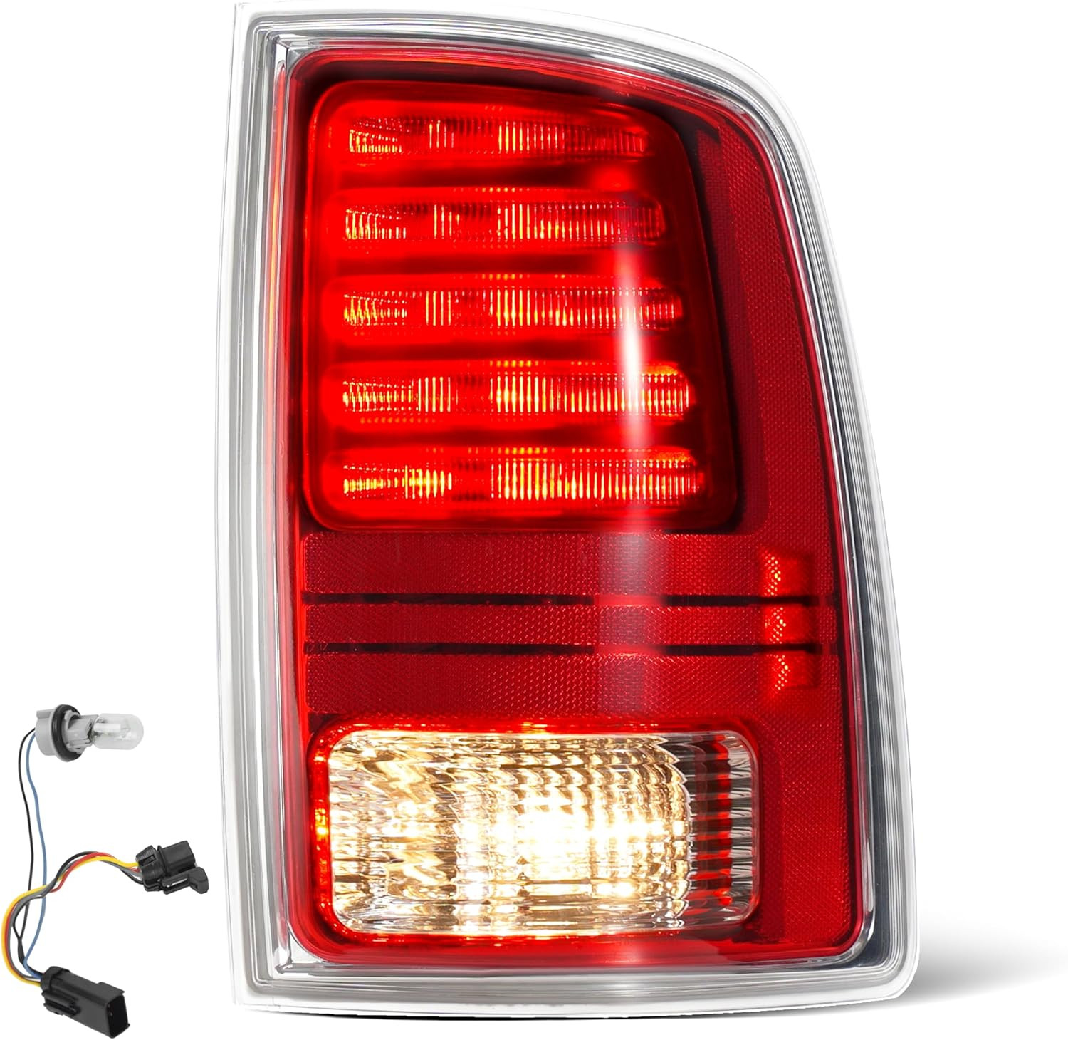 2013-18 Dodge Ram 1500 2500 3500 Right Tail Light Chrome LED–Compatible Replacem