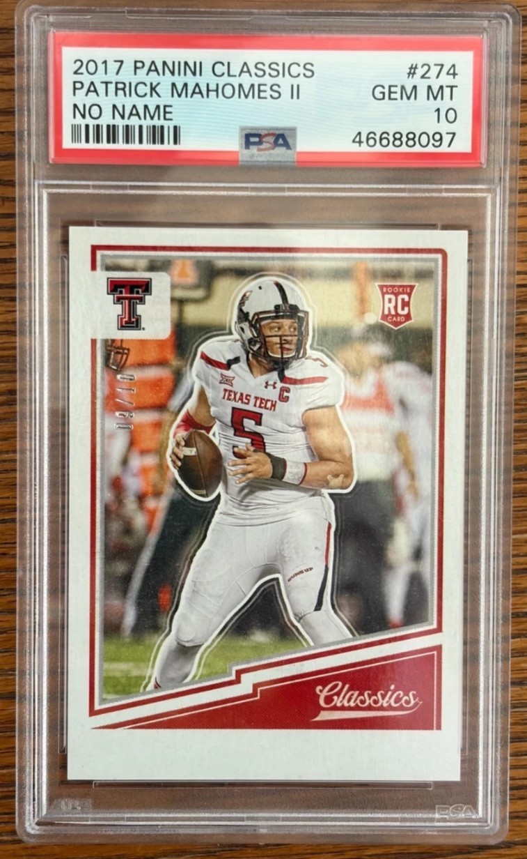 2017 Panini Patrick Mahomes /10 RC #274 Classics No Name On Front PSA 10 Gem