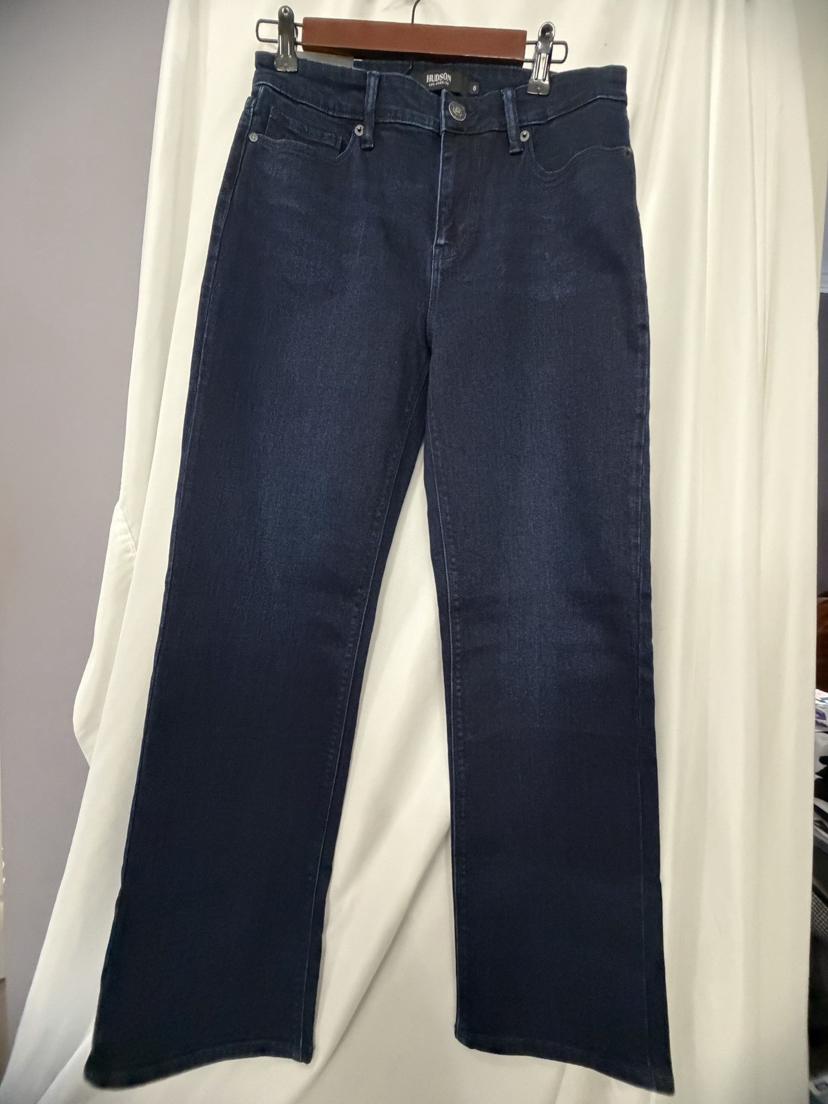 HUDSON Women’s Straight Dark Wash Blue Denim Jeans 5-Pocket Button Logo 28 HUDSON Women’s Straight Dark Wash Blue Denim Jeans 5-Pocket Button Logo 28