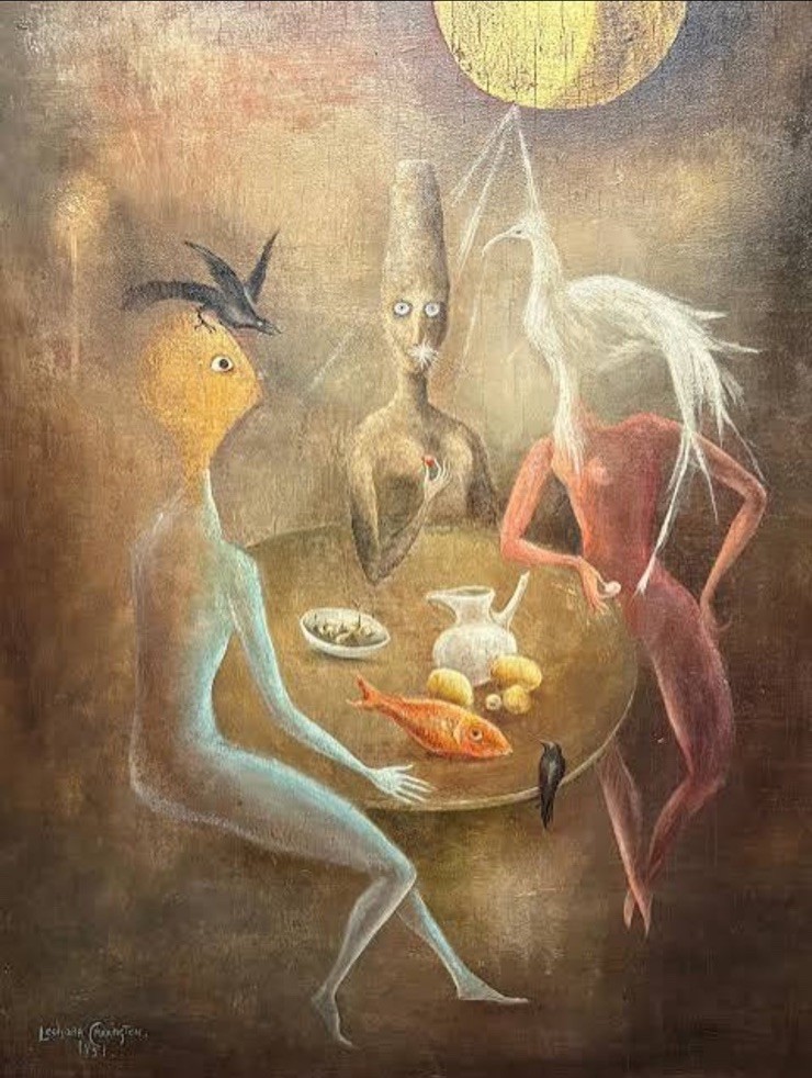 Leonora Carrington Signed Oil Painting on Canvas 16x24 in Surrealism .