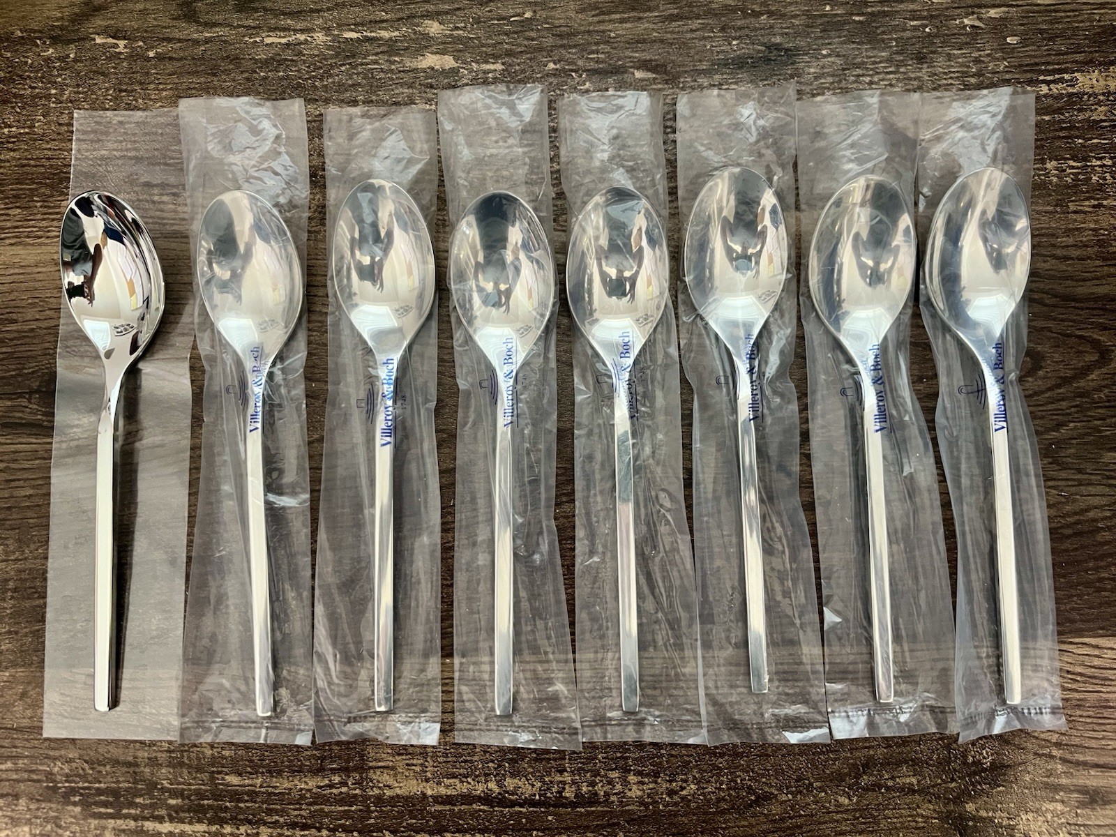 8-Villeroy & Boch NEW WAVE SOUP SPOON Glossy 18/10 Stainless Flatware New