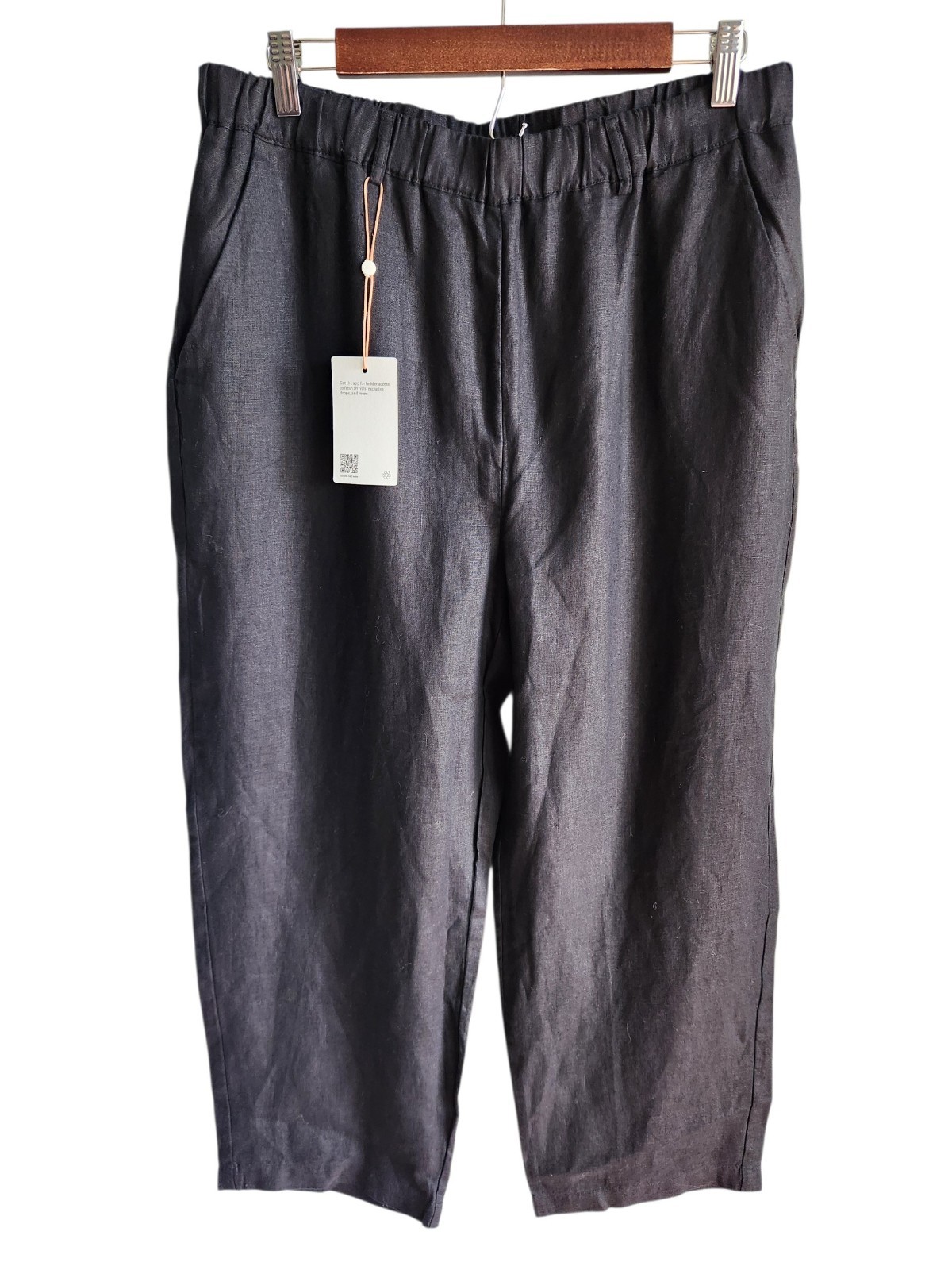 Quince Pants Women\'s Black Large 100% European Linen Pant Cropped NEW