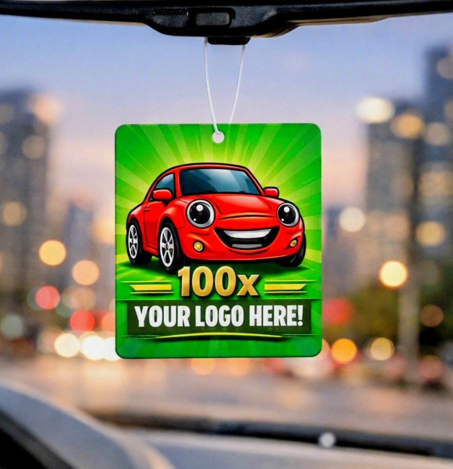 100x Single Sided Custom Logo Car Air Fresheners – Business Promotional Bulk