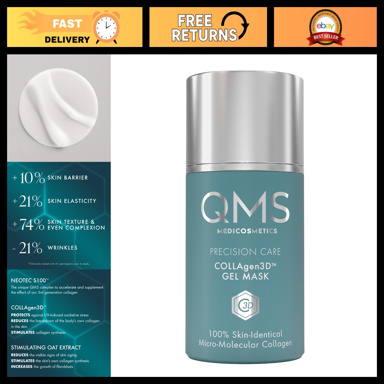 Revolutionary Anti-Aging Collagen 3D Gel Mask - Reduces Wrinkles & Signs of Agin