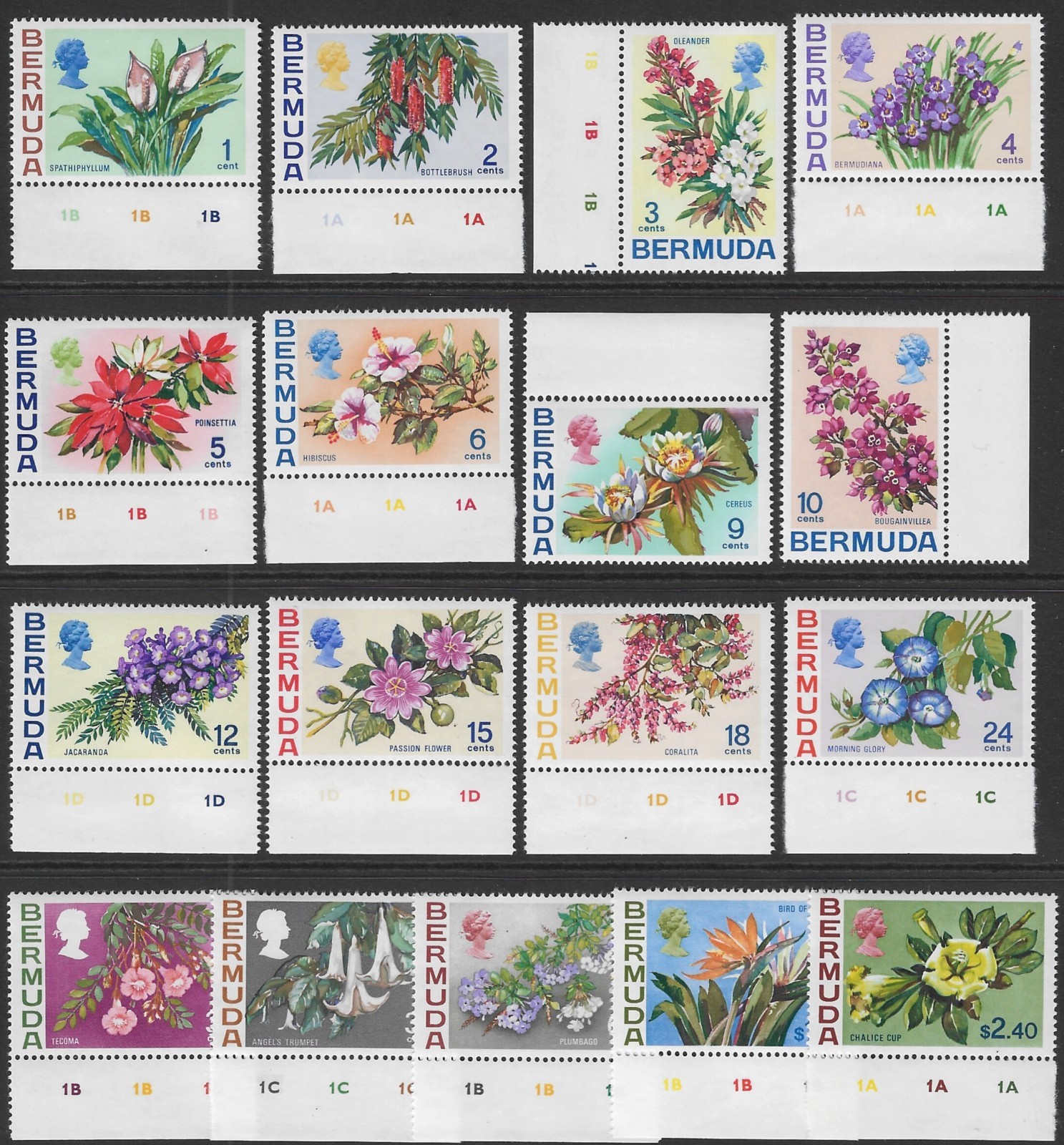 Bermuda #255-71 M/NH VF Post Office Fresh Flower Set
