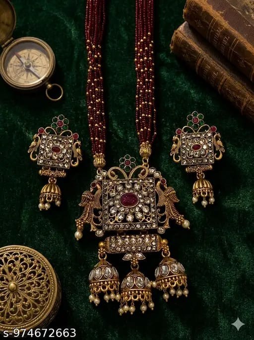 Indian Bollywood Gold Plated Mate Finish Necklace Set For Wedding  Party Wear