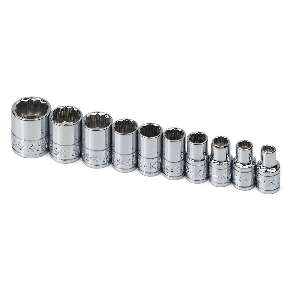SK PROFESSIONAL TOOLS 4946 Socket Set,Chrome,3/16in to 9/16 in,10Pc 20K438