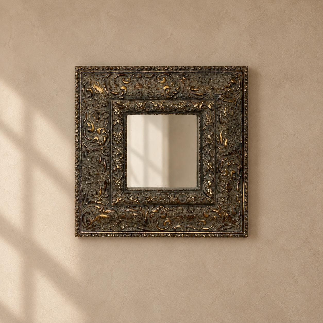 Vintage Italian-Bronze Ornate Mirror