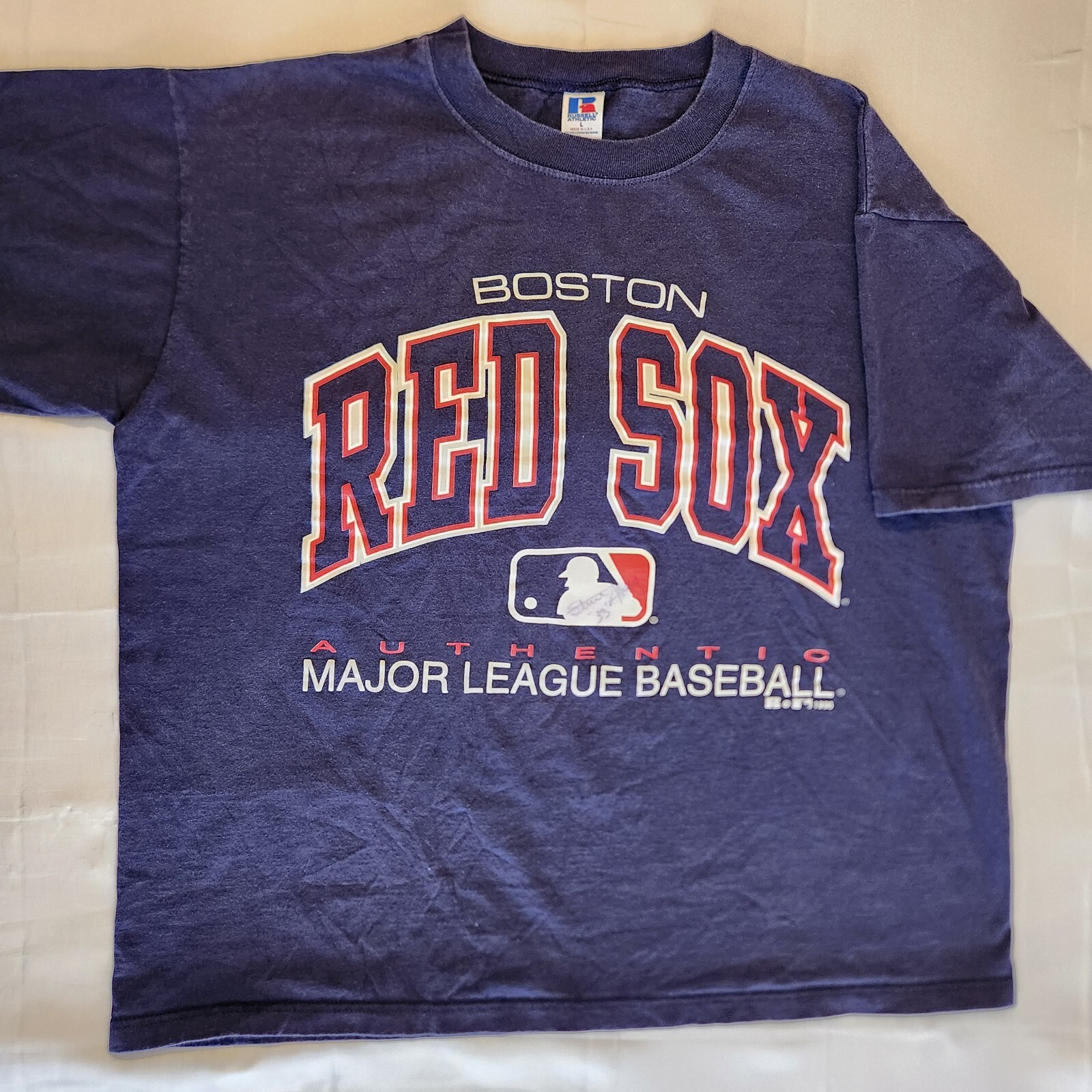 Vintage Boston Red Sox Shirt Men L Russel Athletic Autographed Steve Avery MLB Vintage Boston Red Sox Shirt Men L Russel Athletic Autographed Steve Avery MLB